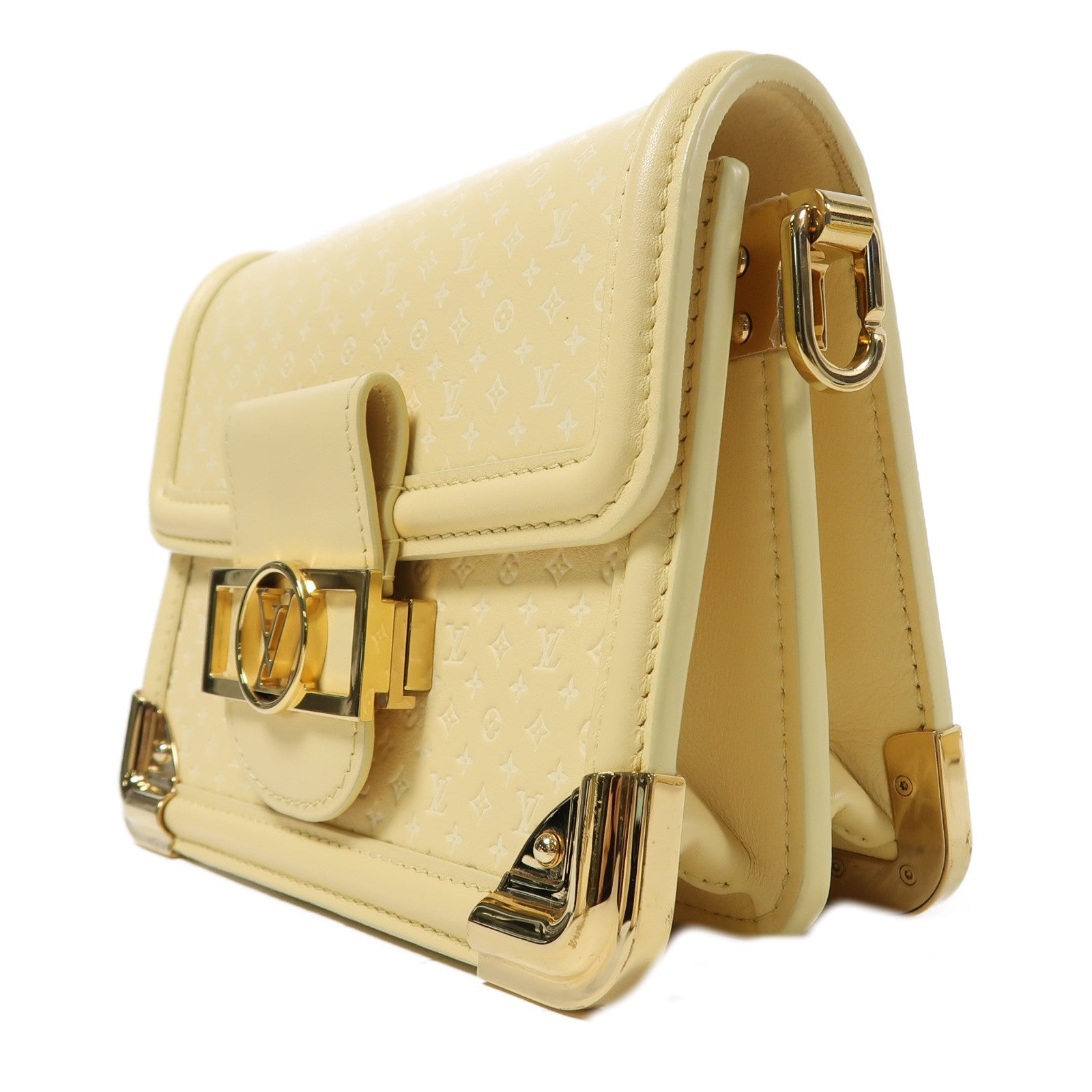 LOUIS VUITTON (PRICE DOWN) LV GHW Mini Dauphine Shoulder Bag M22597 Calfskin Leather Yellow
