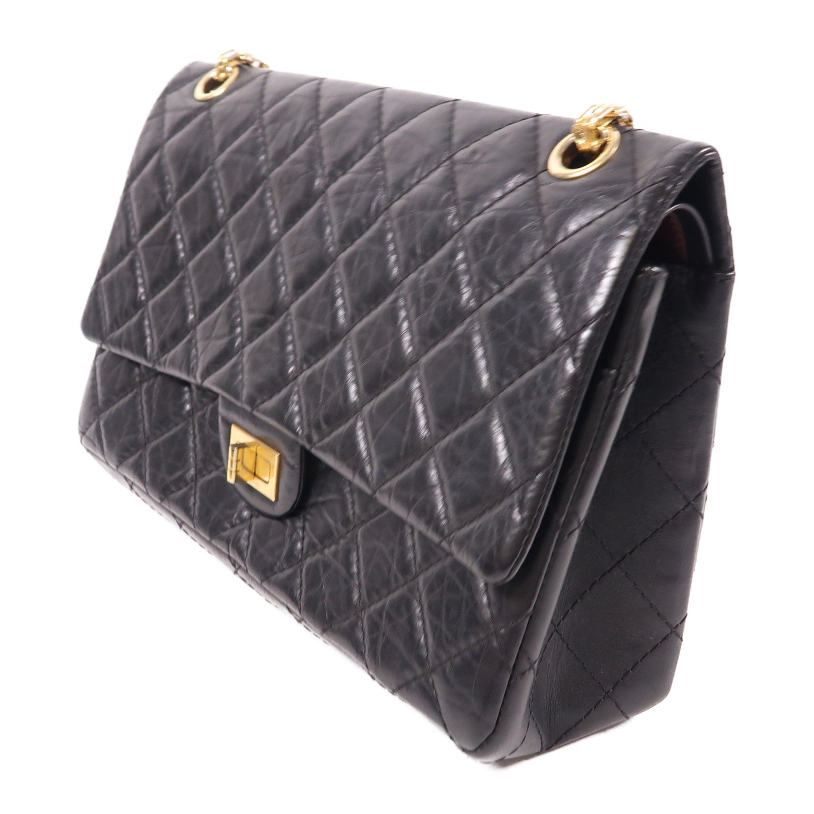 CHANEL 牛皮皮革2.55 Medium金扣鏈帶肩背袋