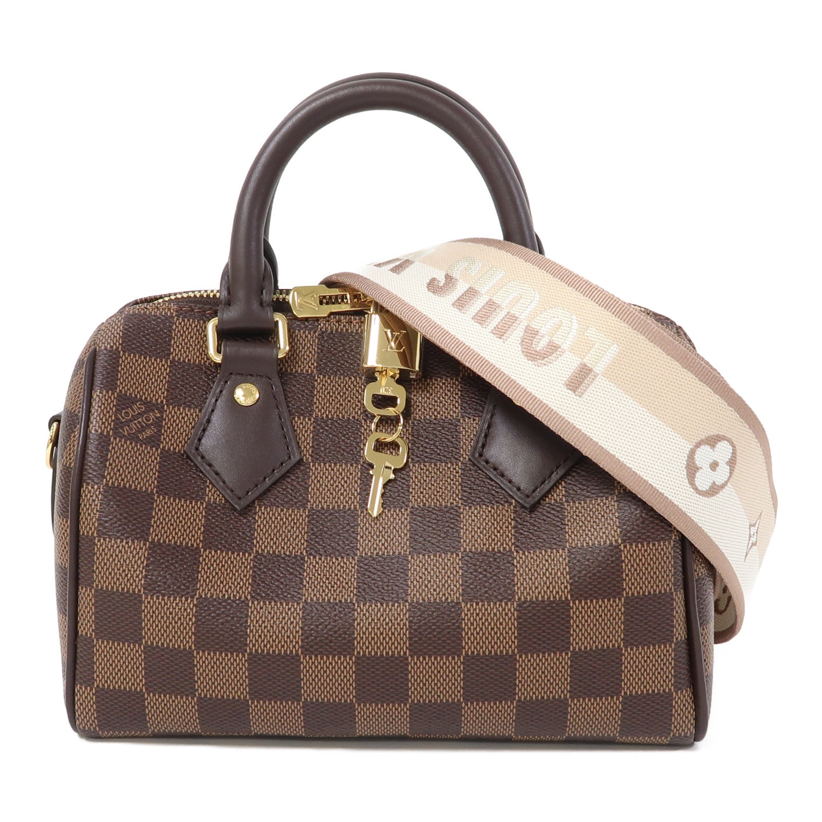 LOUIS VUITTON Damier Ebene Speedy 20金扣手挽肩背兩用袋啡色