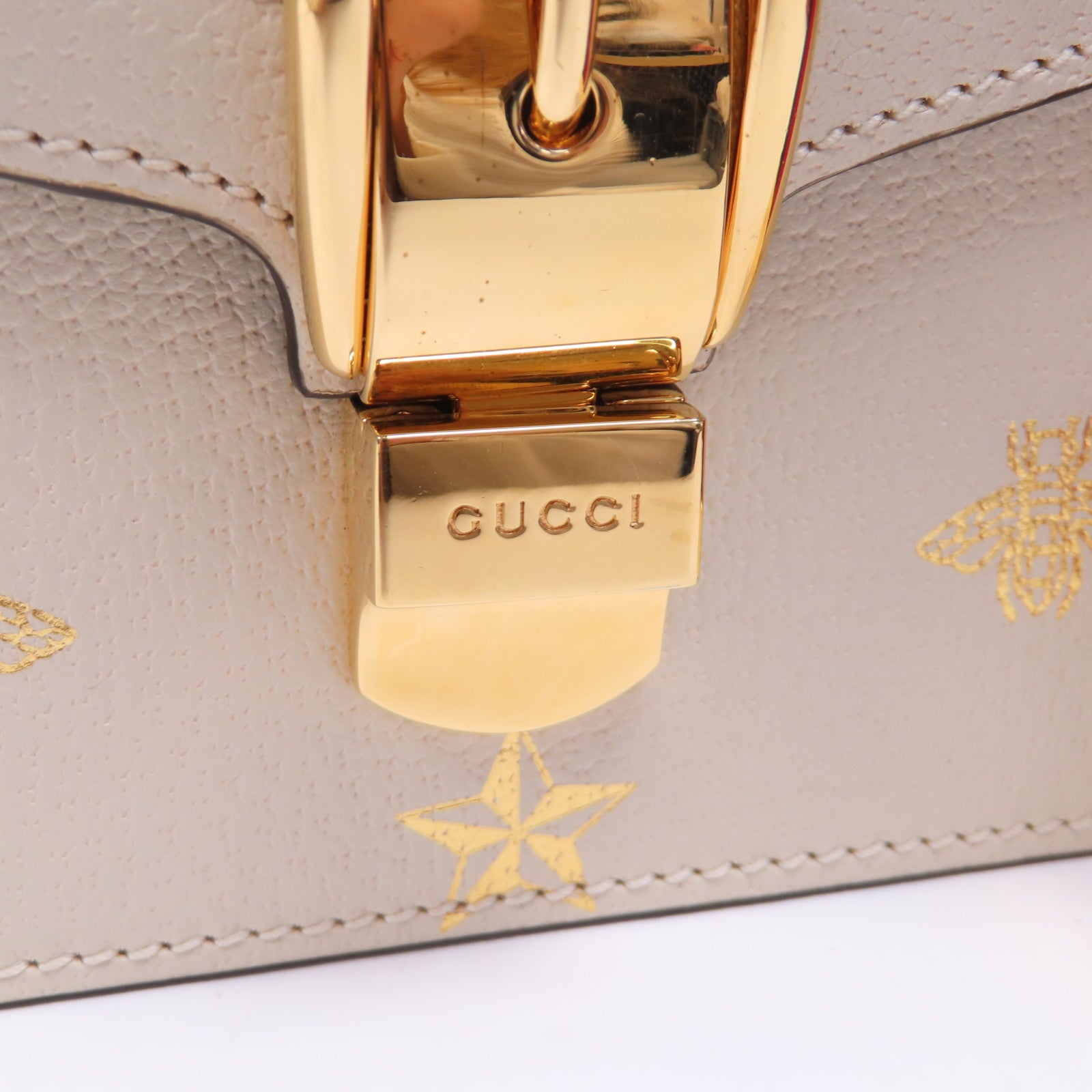 GUCCI 【激減優惠】牛皮皮革Sylvie金扣肩背袋白色