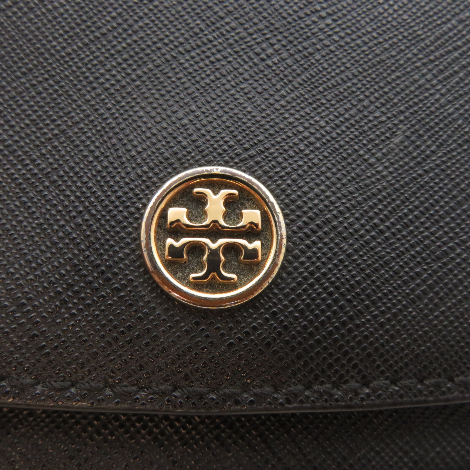 Tory Burch 【激減優惠】牛皮皮革Burch金扣錢包黑色