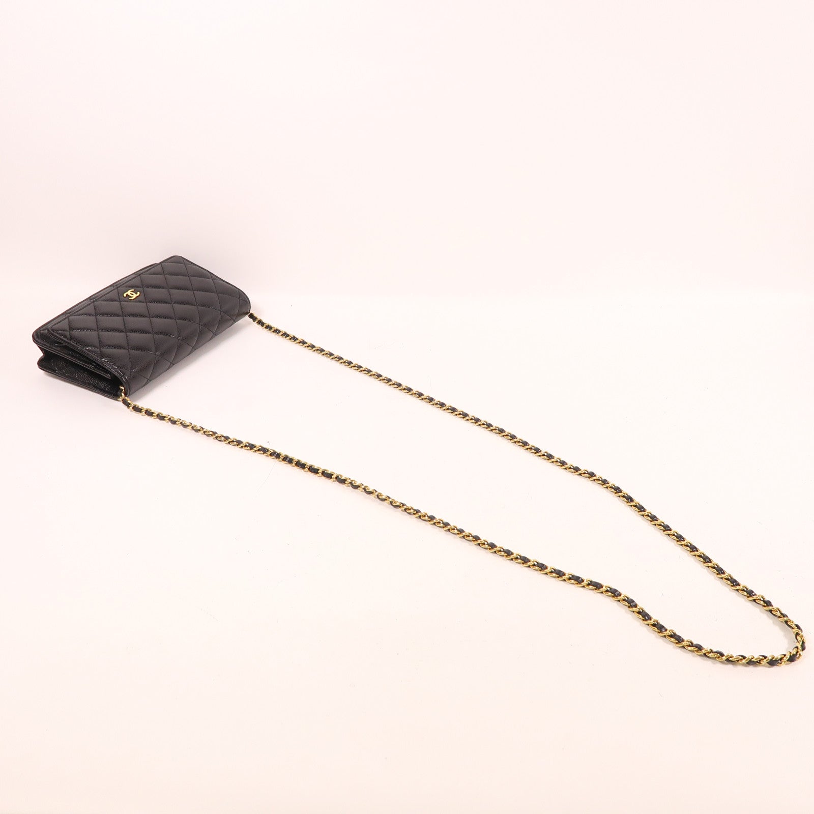 CHANEL 牛皮皮革WOC Wallet On Chain金扣鏈帶肩背袋
