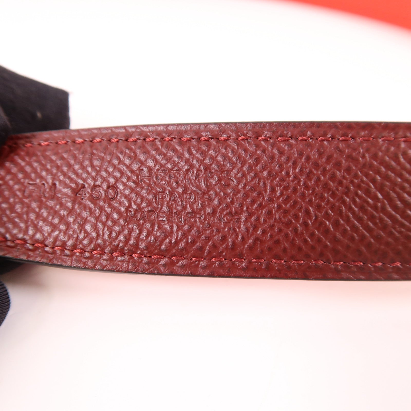 HERMES Epsom/Swift皮革H Cursives Belt金扣皮帶Rouge De Rouge/Rouge H