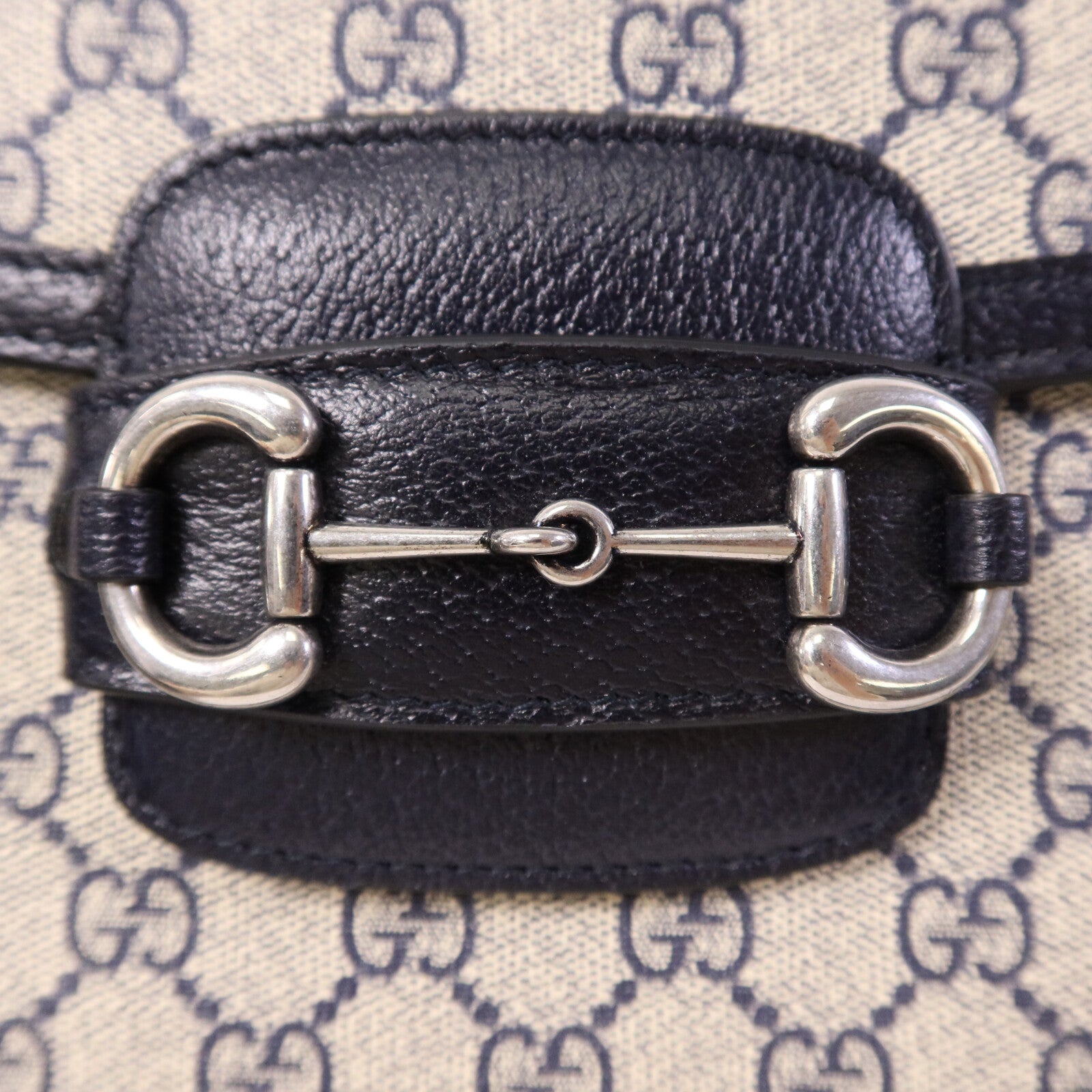 GUCCI 塗層帆布Horsebit 1955 MM銀扣肩背袋