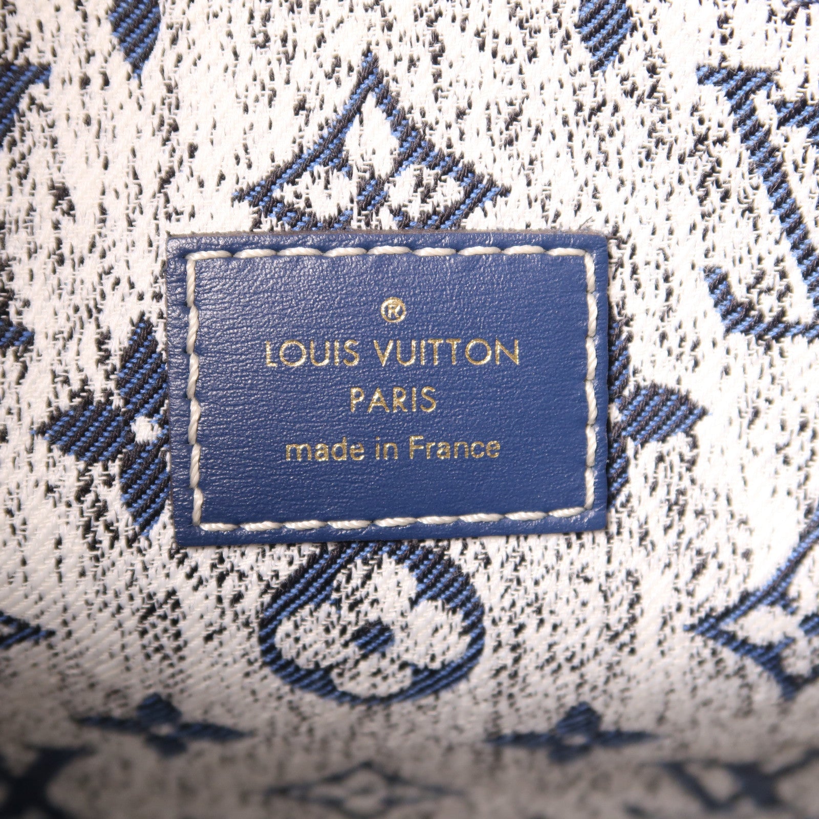 LOUIS VUITTON Monogram Denim OnTheGo MM金扣手挽肩背兩用袋藍色