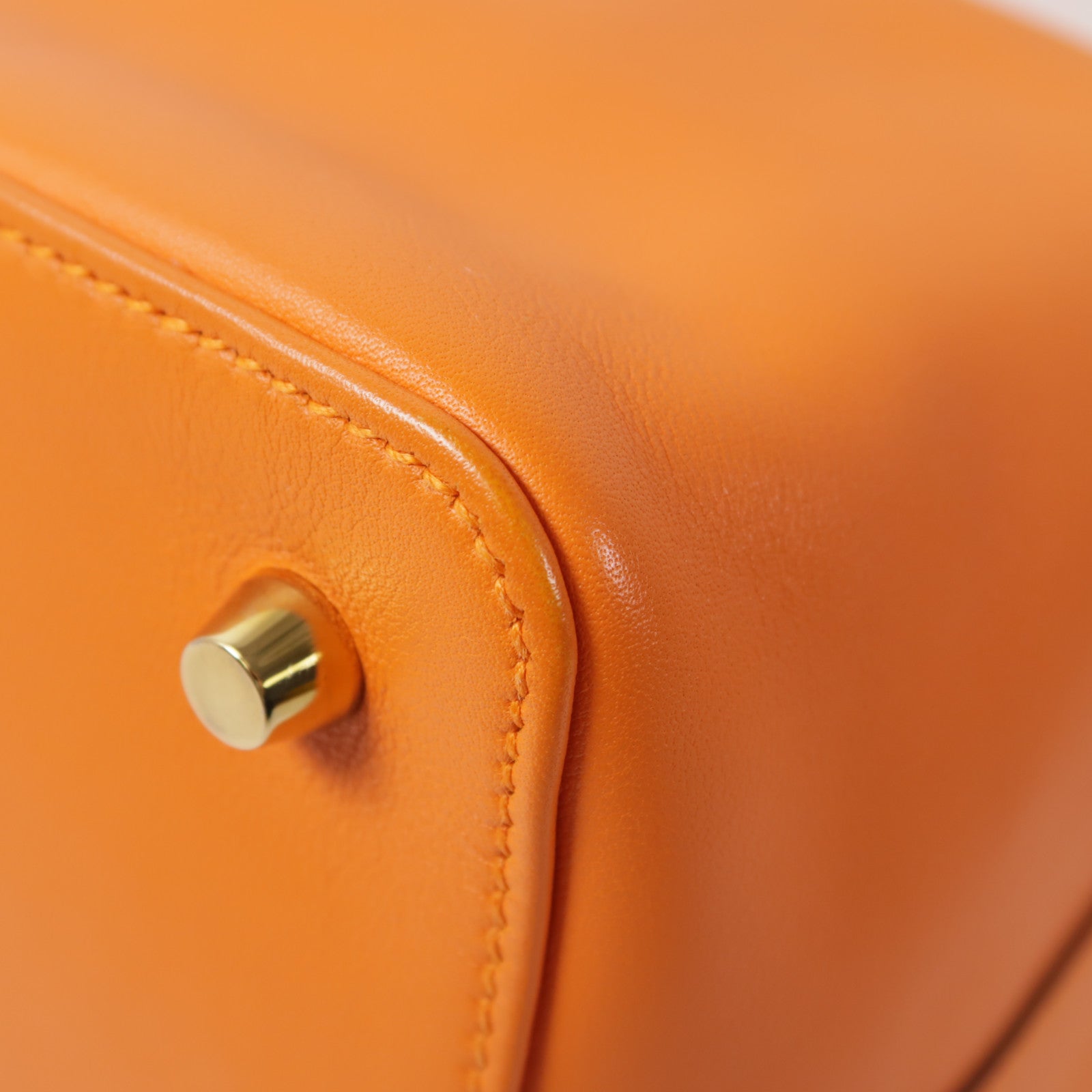 HERMES GHW Tool Box 20 2 Way Shoulder Bag Handbag Swift Leather Orange