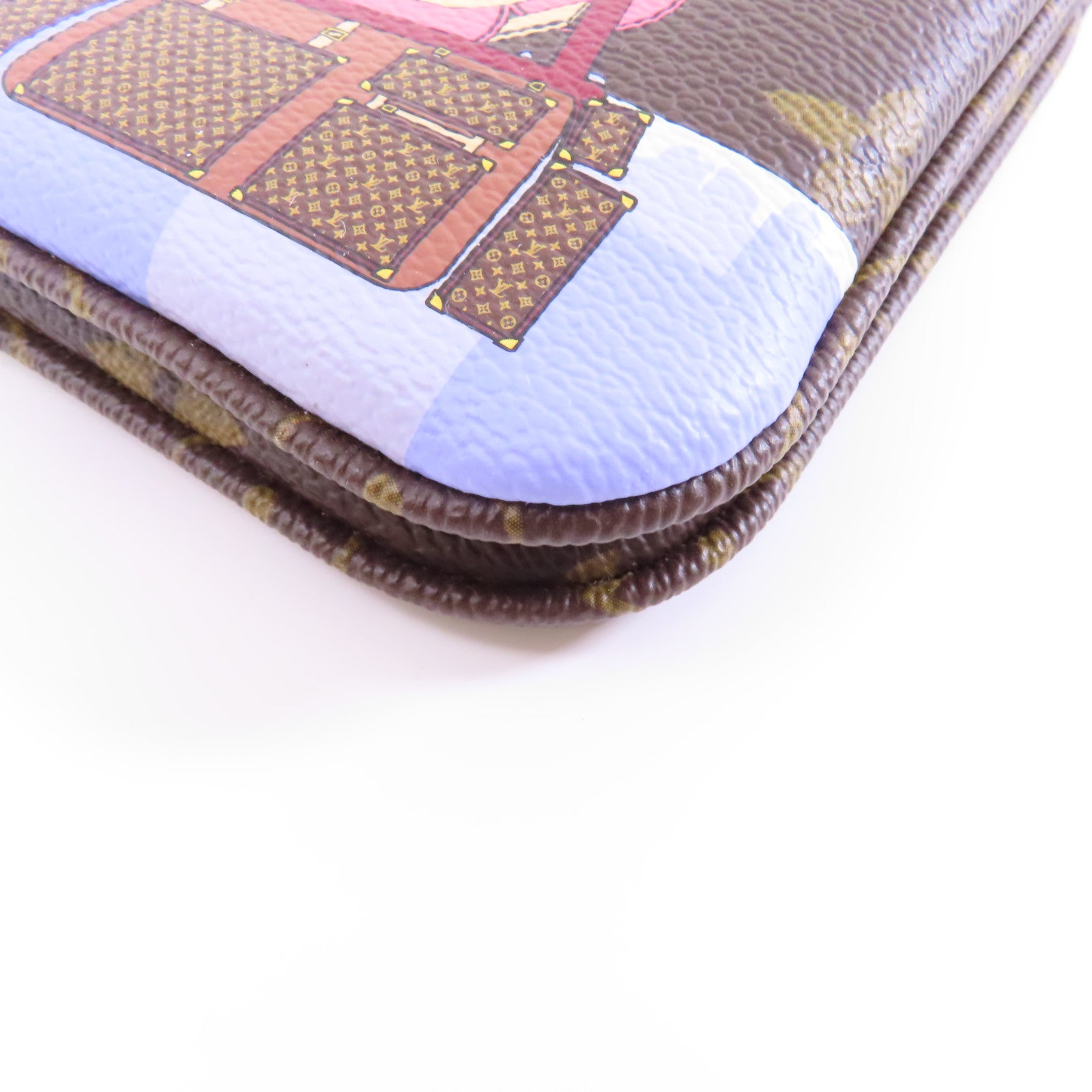 LOUIS VUITTON Monogram Pochette Double Zip金扣鏈帶肩背袋棕色