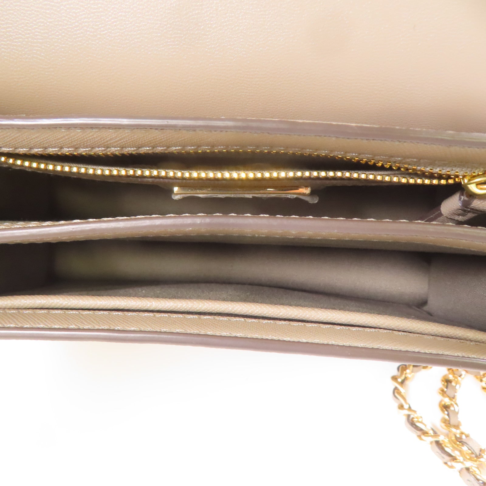 Tory Burch 牛皮皮革Shoulder Bag金扣肩背袋卡其色