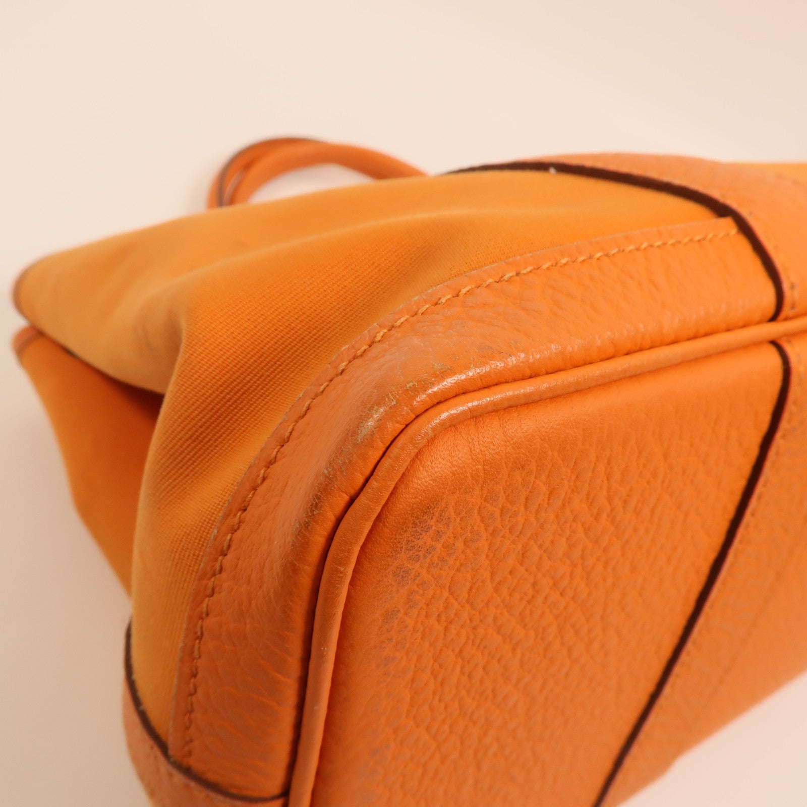 HERMES 帆布Garden Party TPM銀扣手挽袋Orange