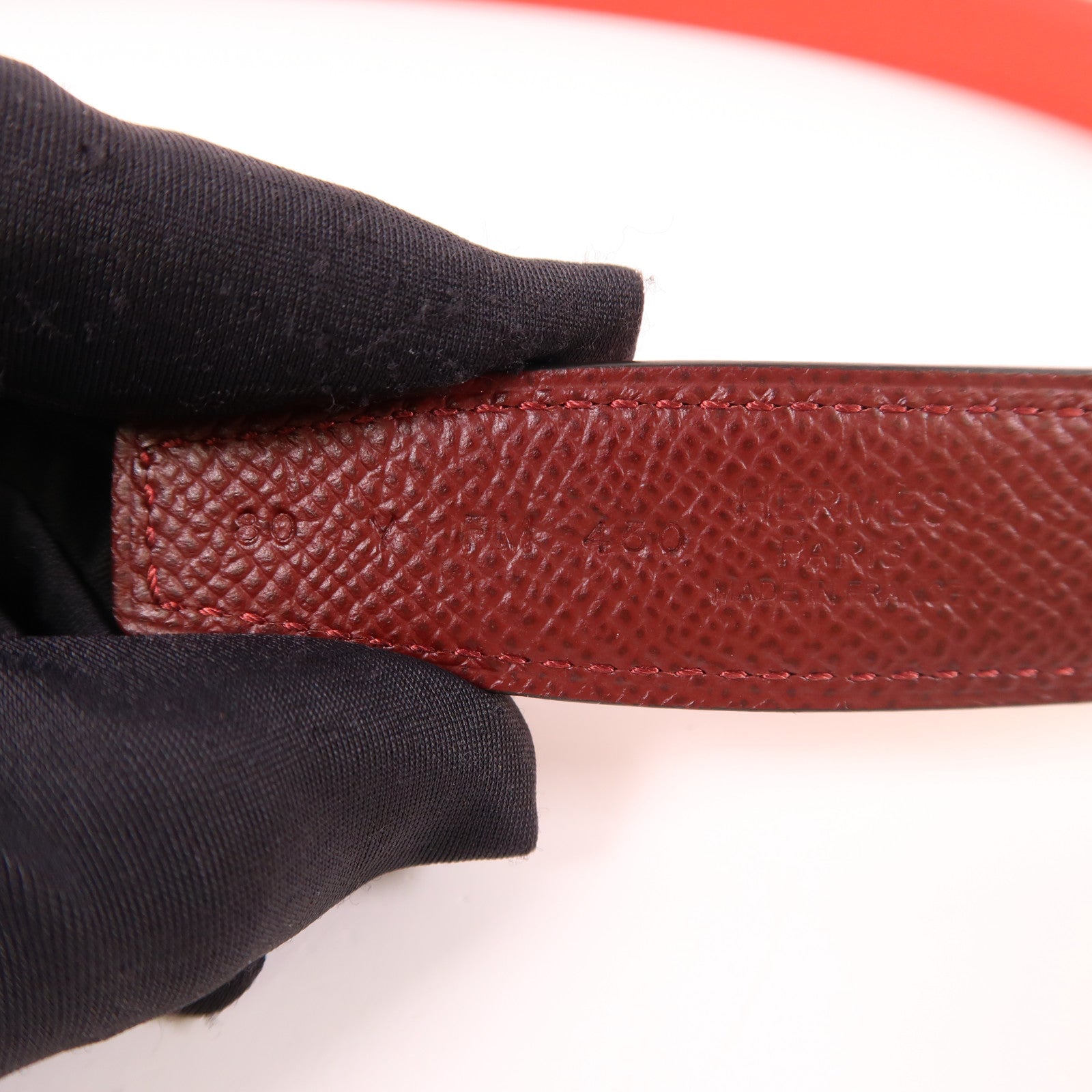 HERMES Epsom/Swift皮革H Cursives Belt金扣皮帶Rouge De Rouge/Rouge H