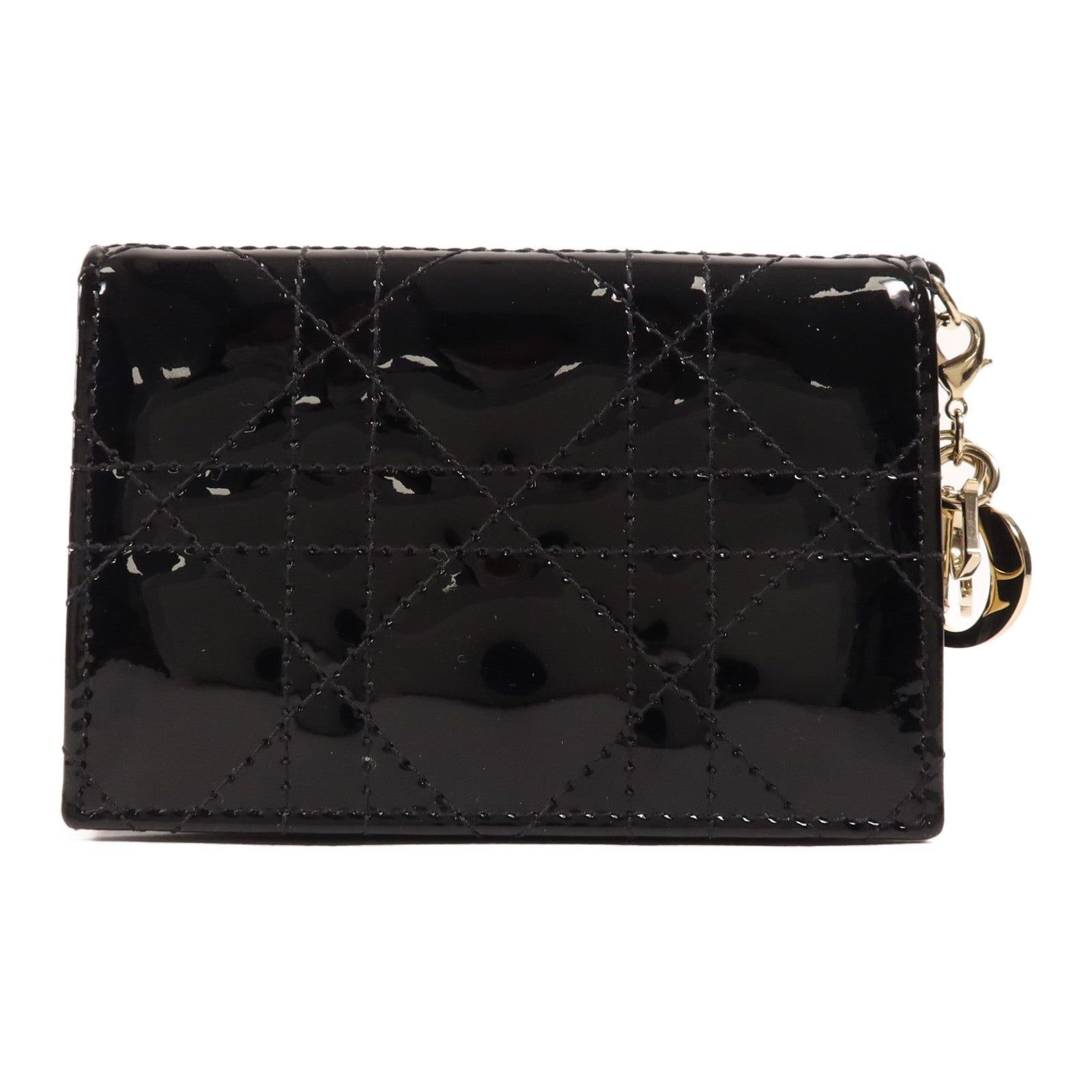 Dior 漆皮皮革Lady Dior Gardenia Wallet金扣錢包