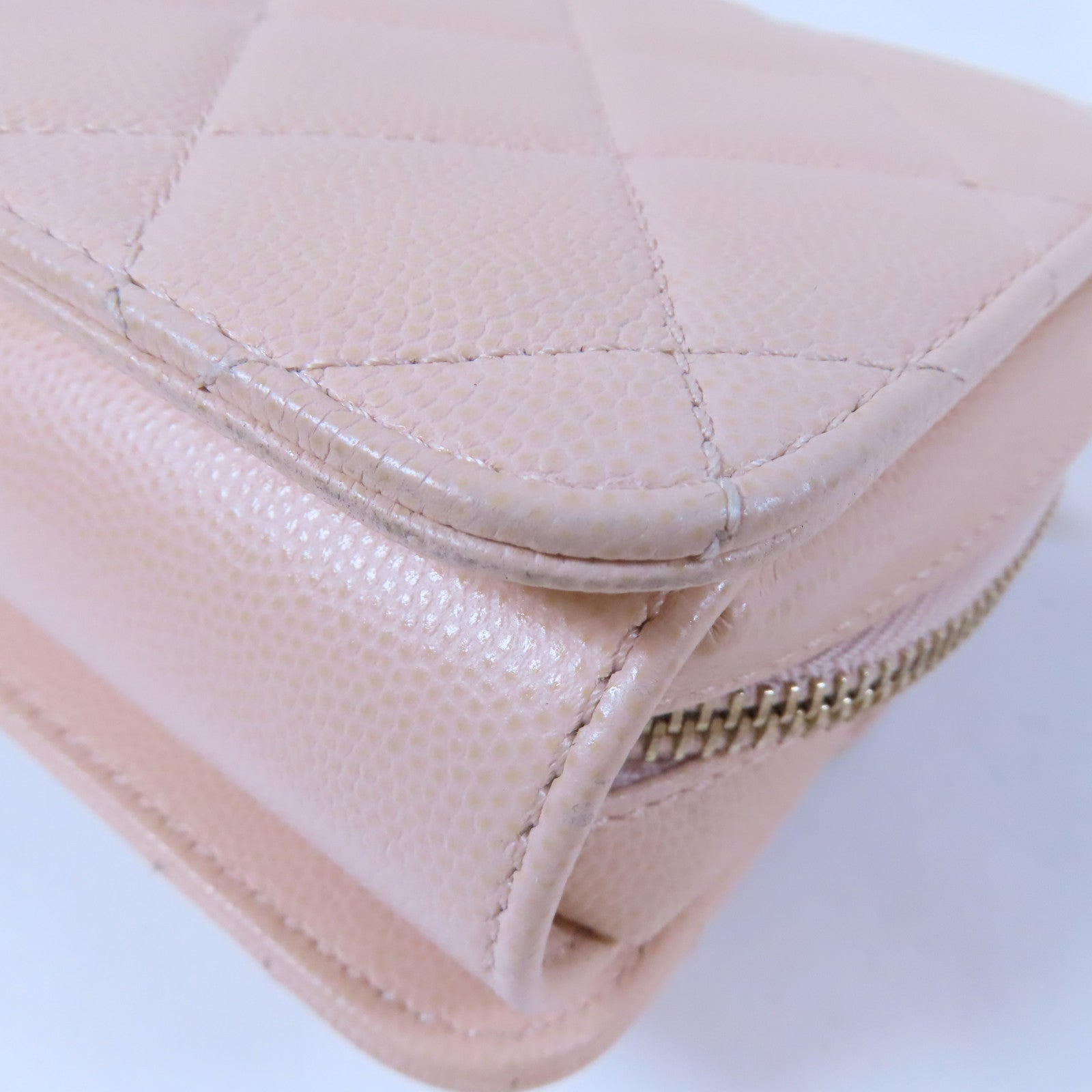 CHANEL 【激減優惠】菱格Caviar皮革Mini Flap Bag金扣鏈帶肩背袋米色