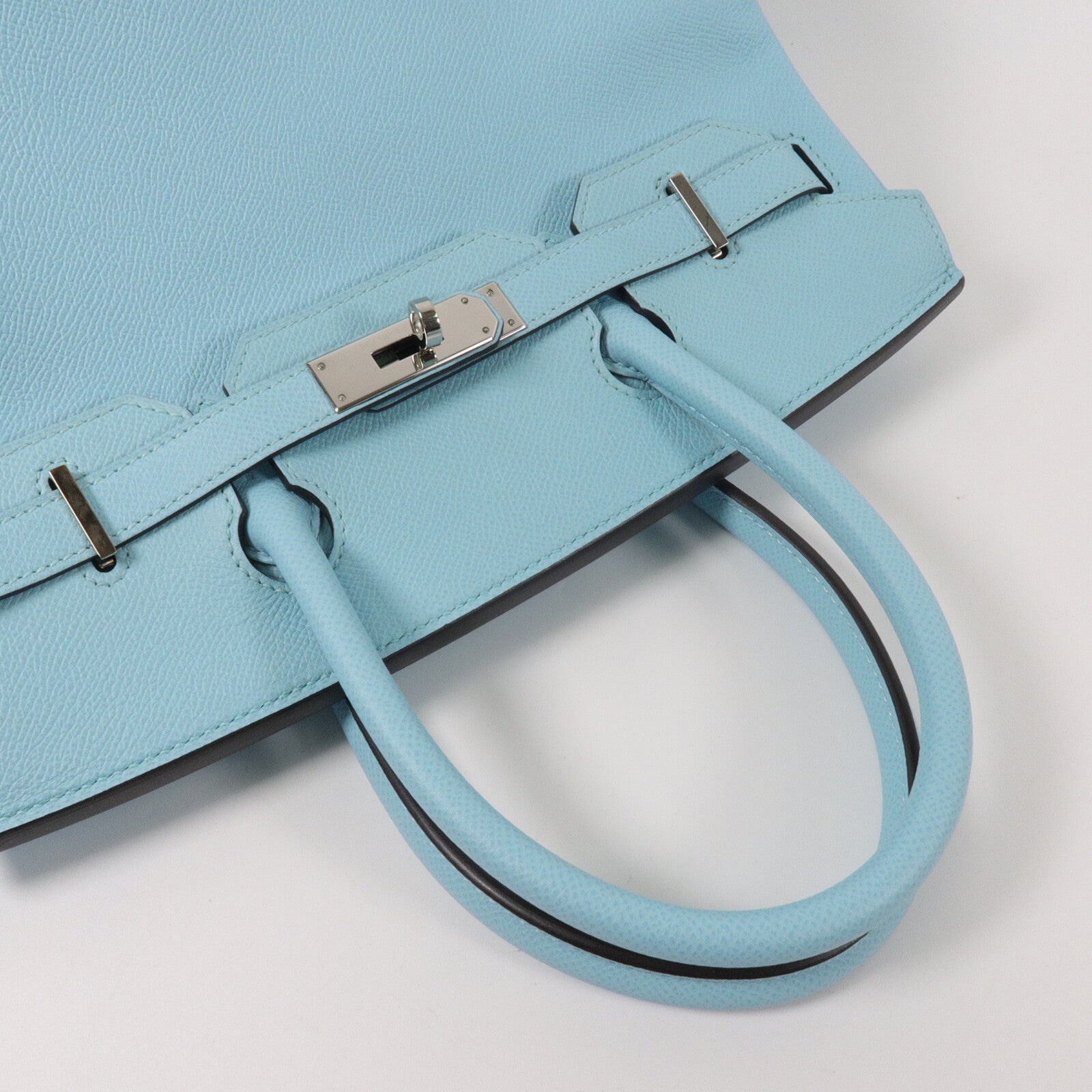 HERMES Epsom皮革Birkin 30手挽袋Blue Atoll