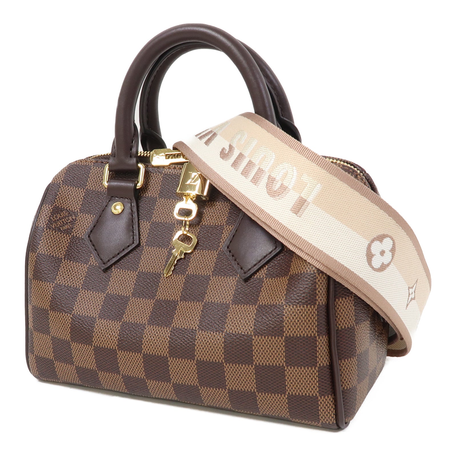 LOUIS VUITTON Damier Ebene Speedy 20金扣手挽肩背兩用袋啡色