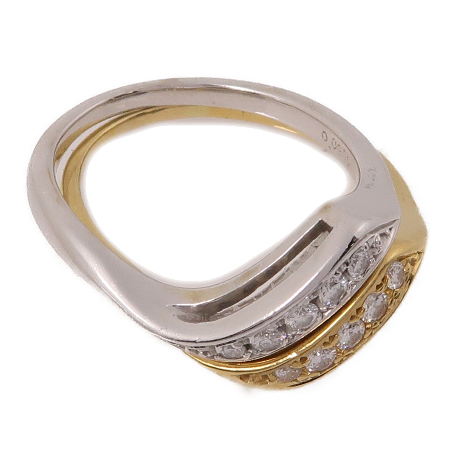 MIKIMOTO PT900鉑金/18K黃金Diamond Rings 0.09ct/0.09ct鑽石戒指US#6