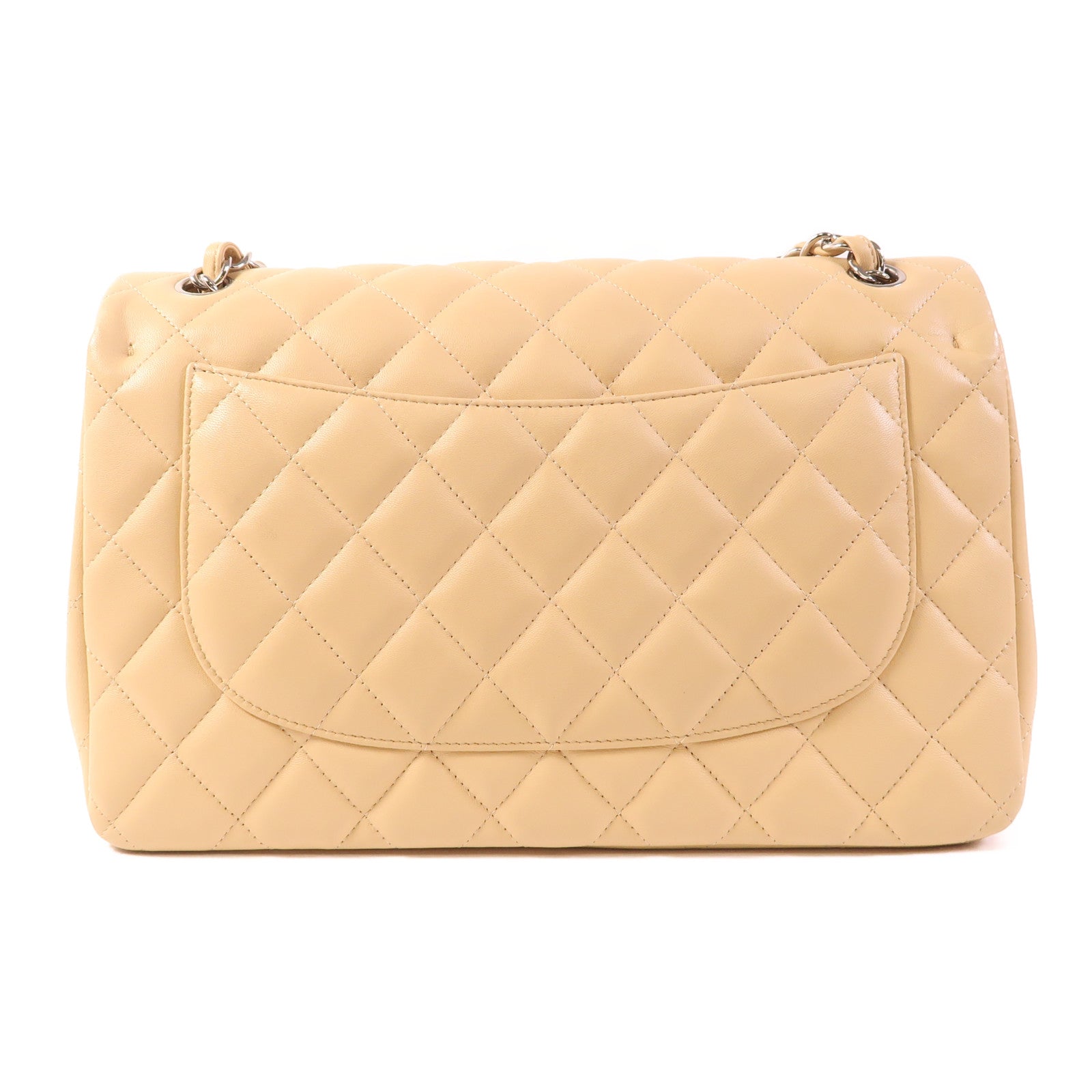 CHANEL 羊皮皮革Large Classic銀扣鏈帶肩背袋