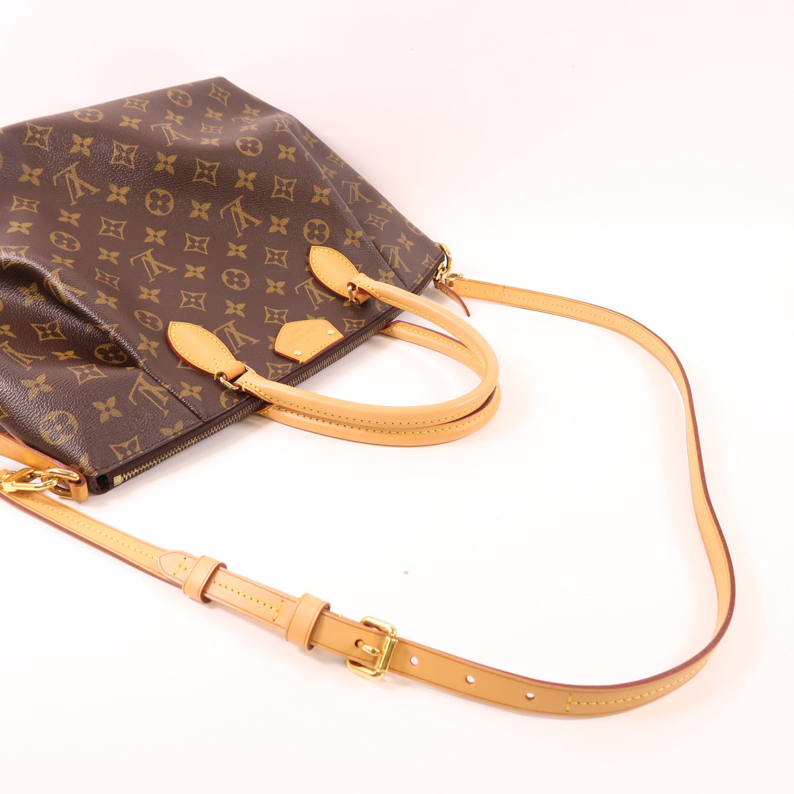 LOUIS VUITTON Monogram Turenne MM金扣手挽肩背兩用袋棕色