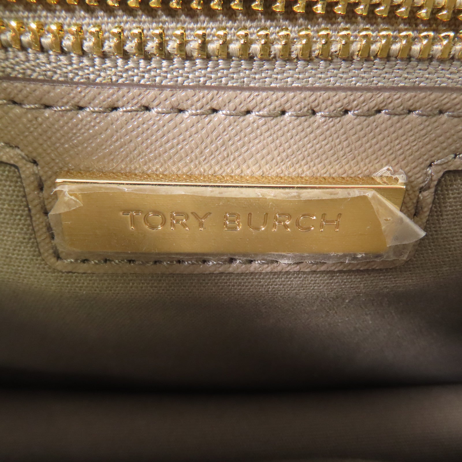 Tory Burch 牛皮皮革Shoulder Bag金扣肩背袋卡其色