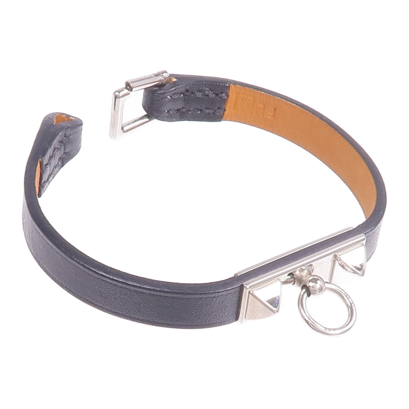HERMES 【激減優惠】Swift皮革Rivale Mini Bracelet銀扣手鏈Noir