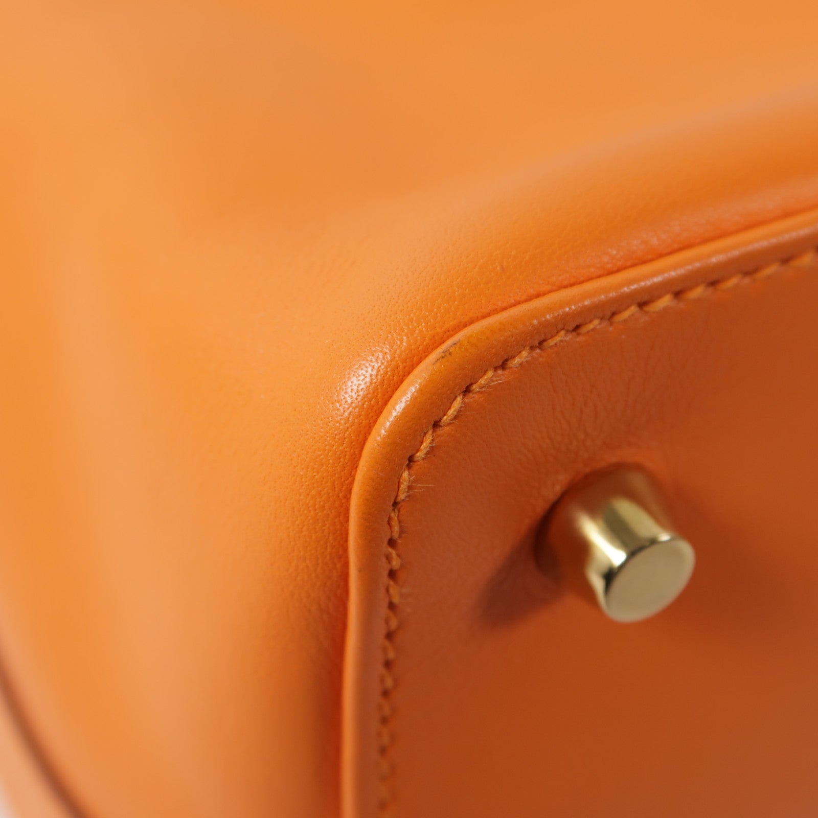 HERMES GHW Tool Box 20 2 Way Shoulder Bag Handbag Swift Leather Orange