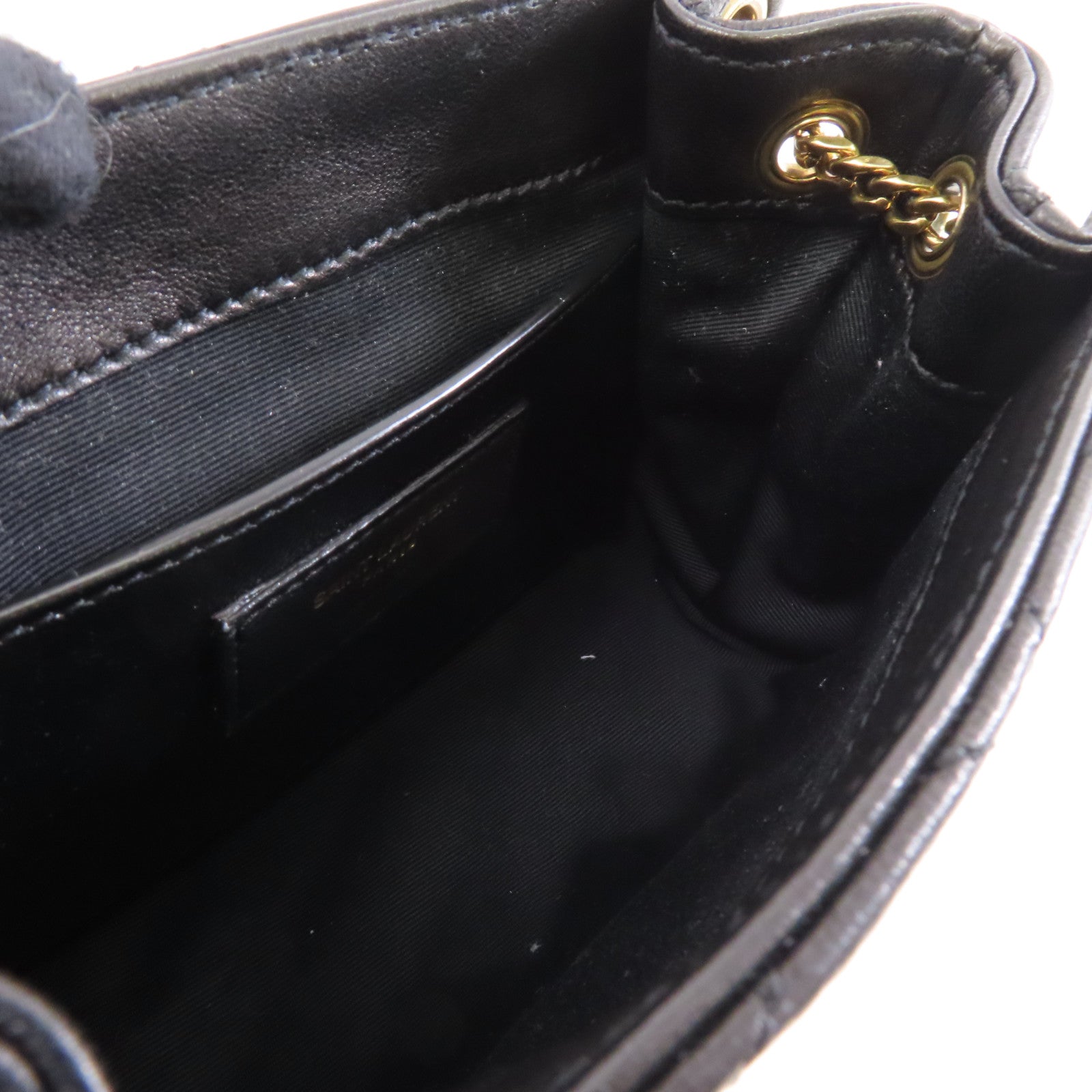 SAINT LAURENT 羊皮皮革Mini Nolita Bag金扣鏈帶肩背袋黑色