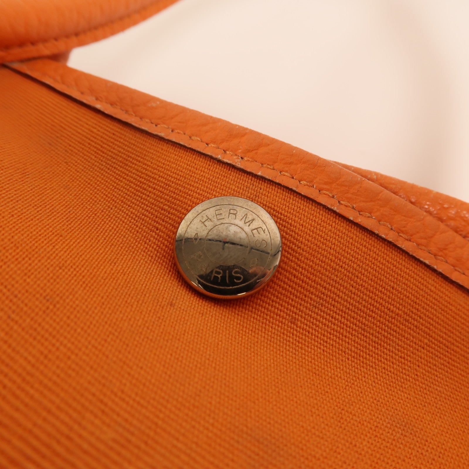 HERMES 帆布Garden Party TPM銀扣手挽袋Orange