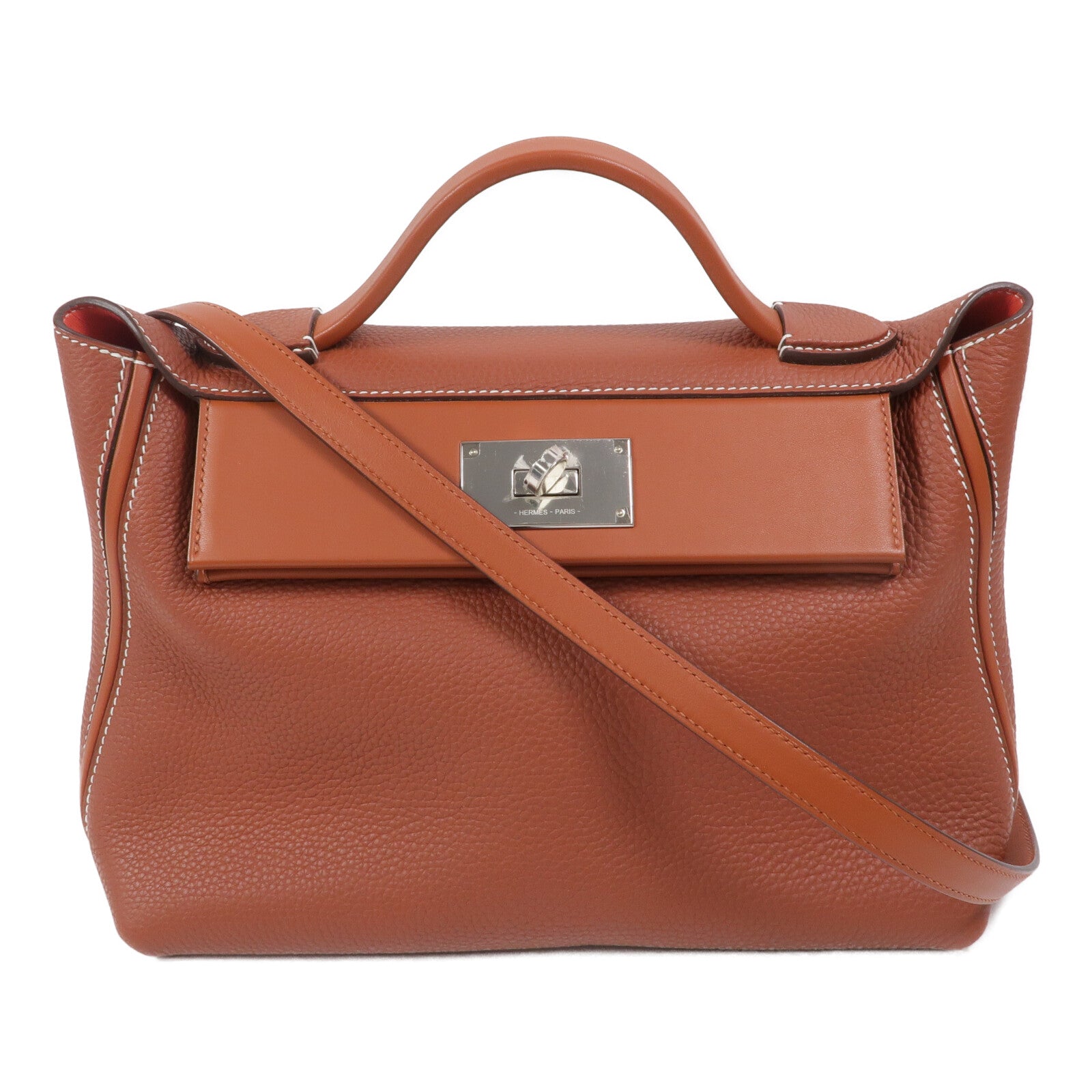 HERMES Togo/Swift皮革24/24 29cm手挽肩背兩用袋Sienne/Cuivre/Rose