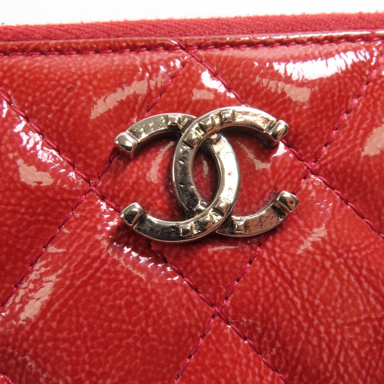 CHANEL 漆皮皮革Wallet銀扣錢包