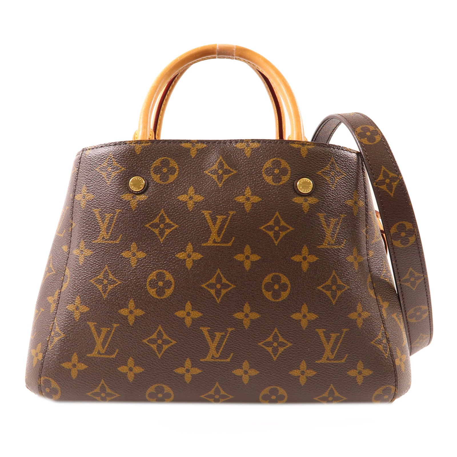 LOUIS VUITTON Monogram Montaigne BB金扣手挽肩背兩用袋棕色