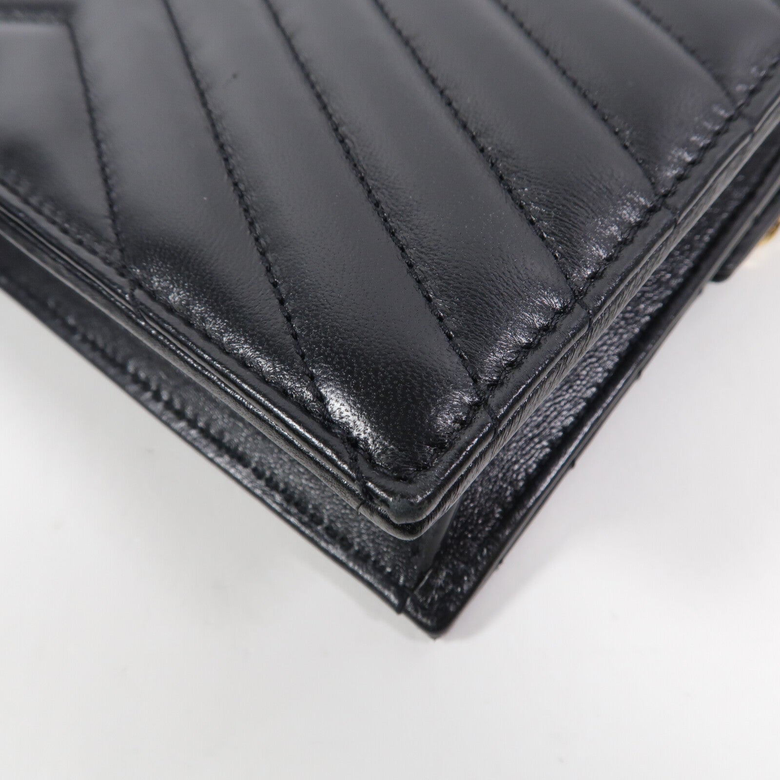 SAINT LAURENT 羊皮皮革Cassandre Wallet On Chain鏈帶肩背袋