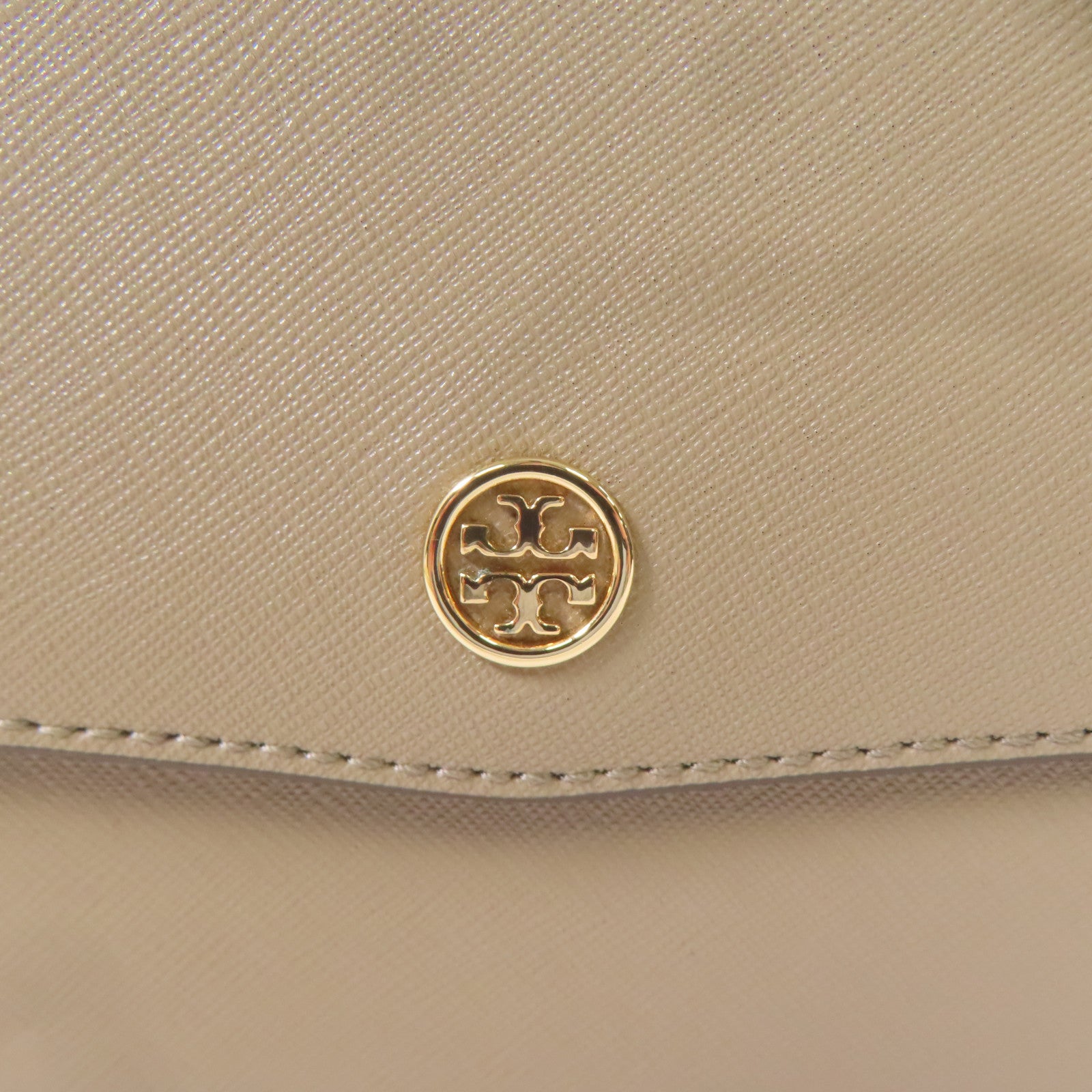 Tory Burch 牛皮皮革Shoulder Bag金扣肩背袋卡其色