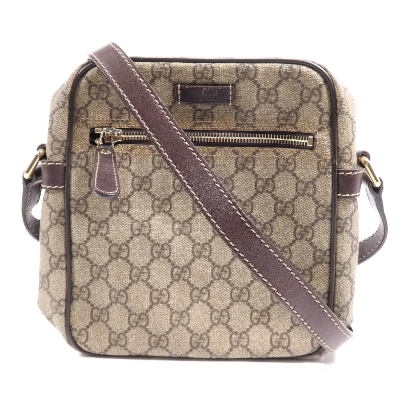 GUCCI 塗層帆布Shoulder Bag金扣肩背袋