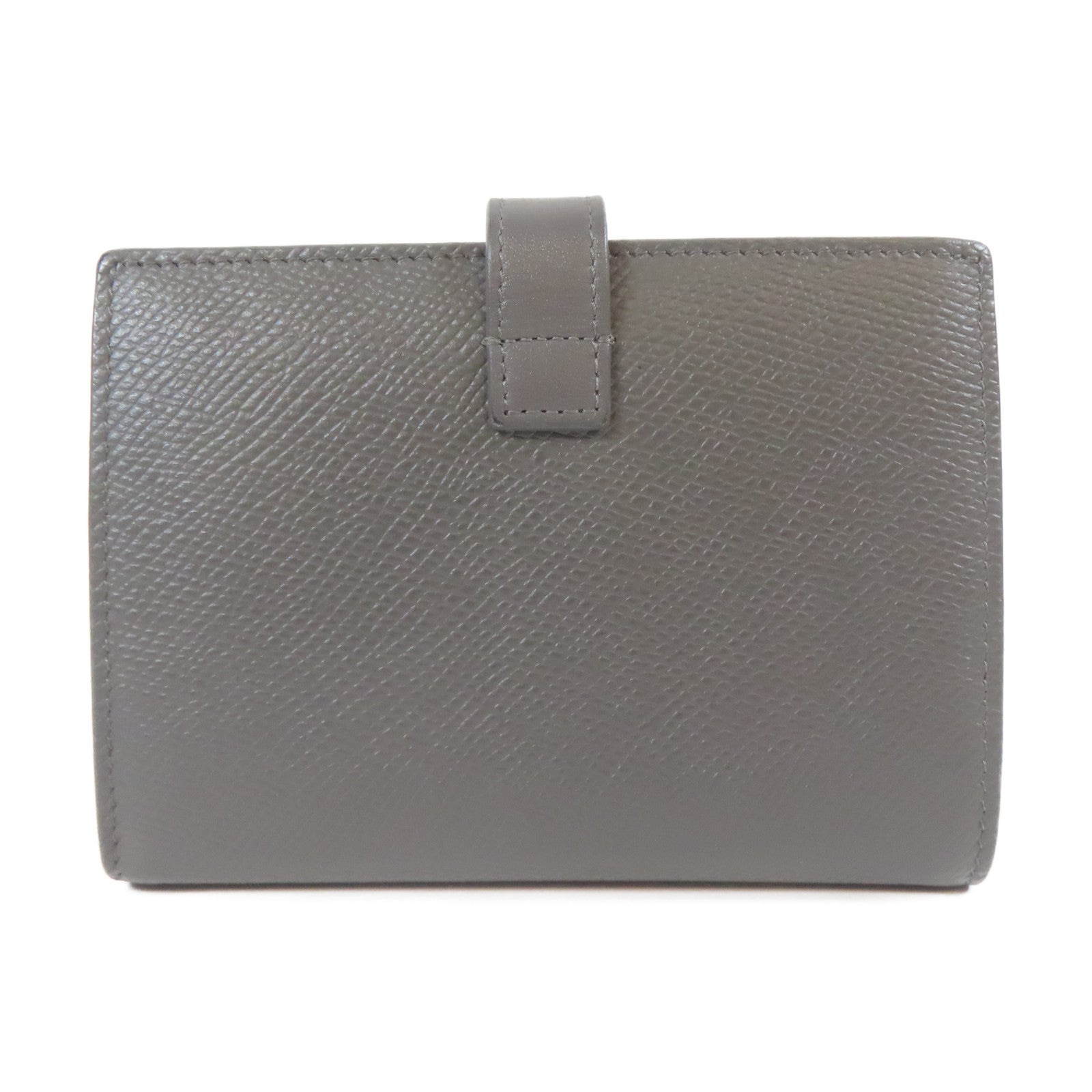 CELINE 牛皮皮革Bifold Wallet金扣錢包灰色