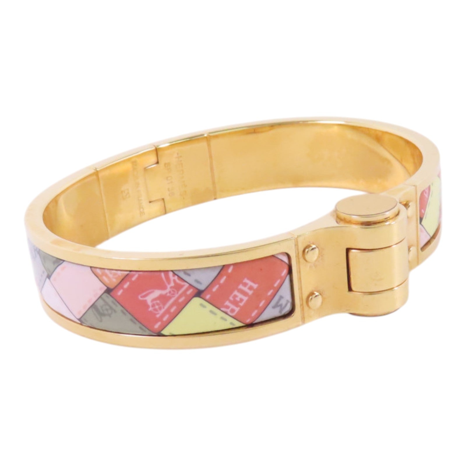 HERMES 金屬/琺瑯Hinged Bracelet金扣手鐲