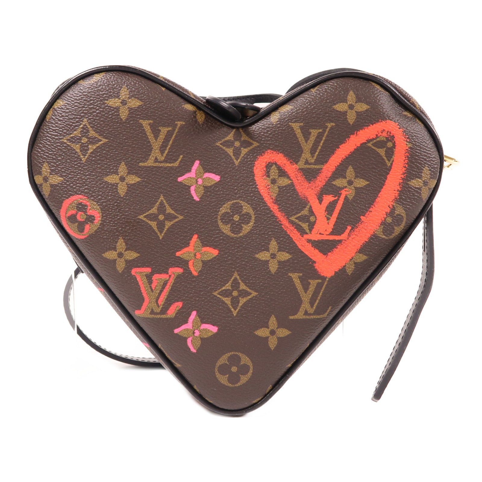 LOUIS VUITTON Monogram Sac Coeur Fall In Love金扣肩背袋棕色