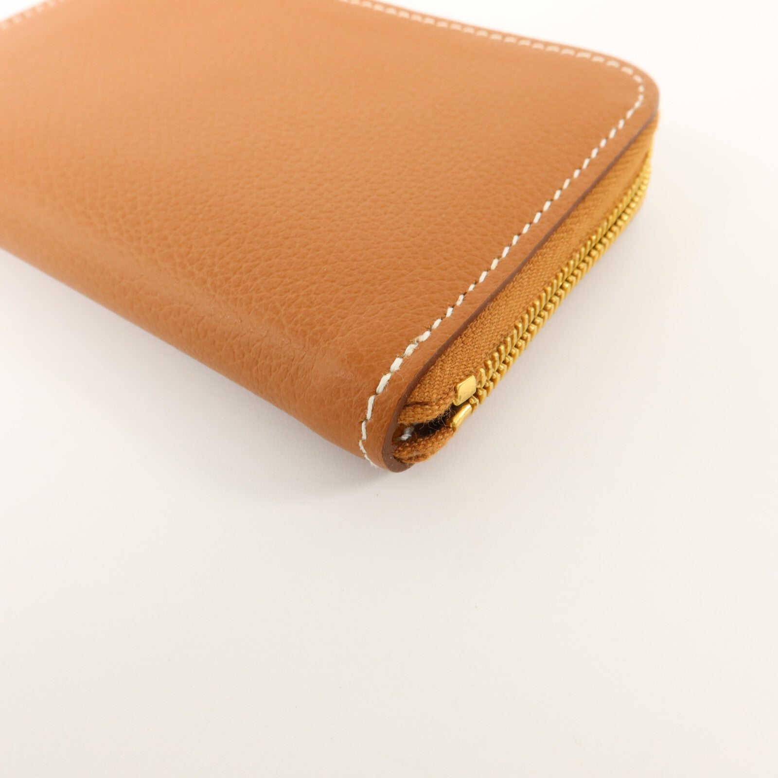 HERMES Evercolor皮革Zipengo Chaine d'Ancre Compact卡片套Gold