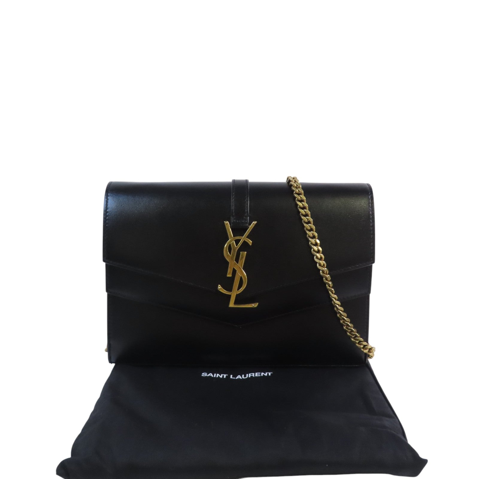 SAINT LAURENT 牛皮皮革Sulpice金扣鏈帶肩背袋