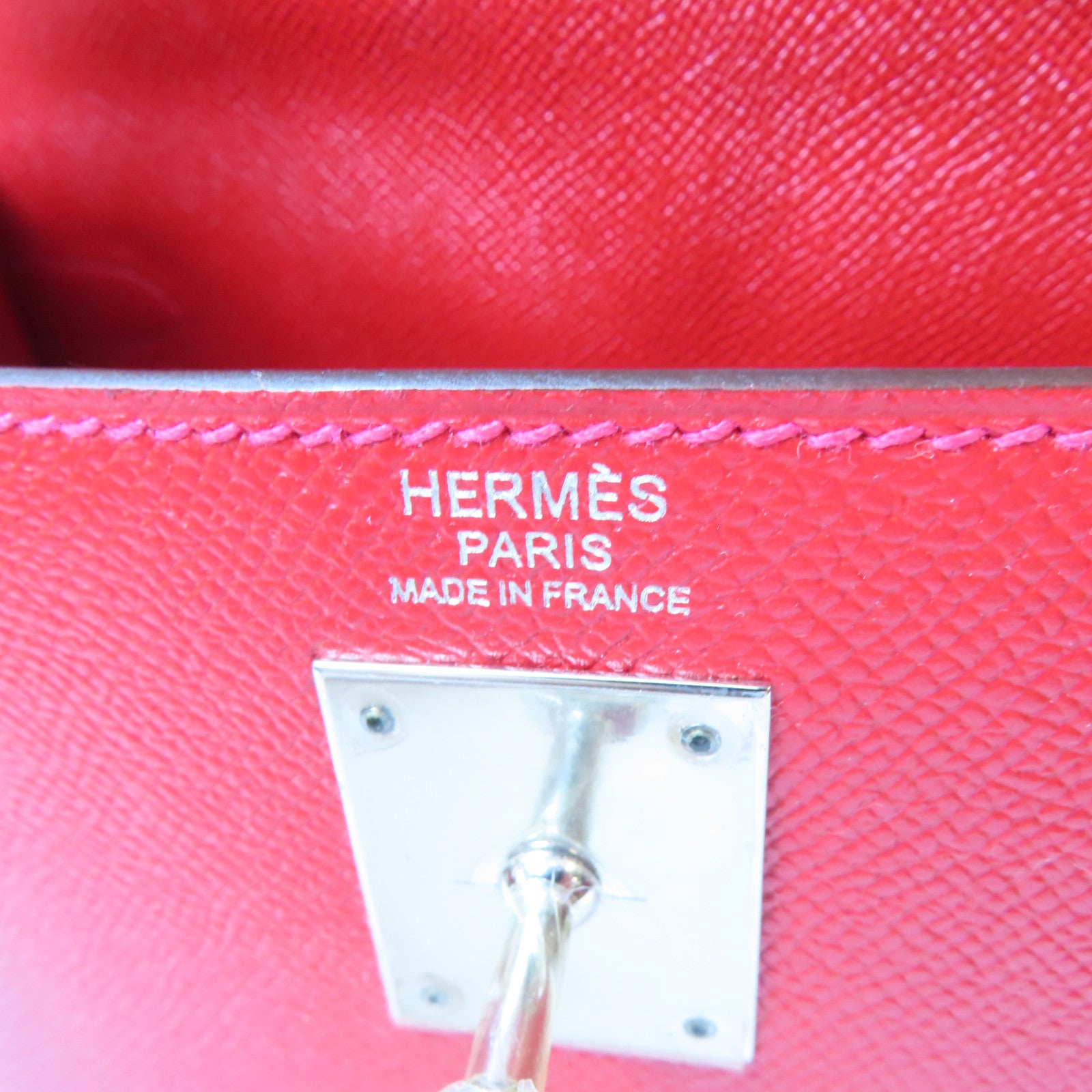 HERMES Epsom皮革Kelly 32 Sellier銀扣手挽肩背兩用袋法拉利紅