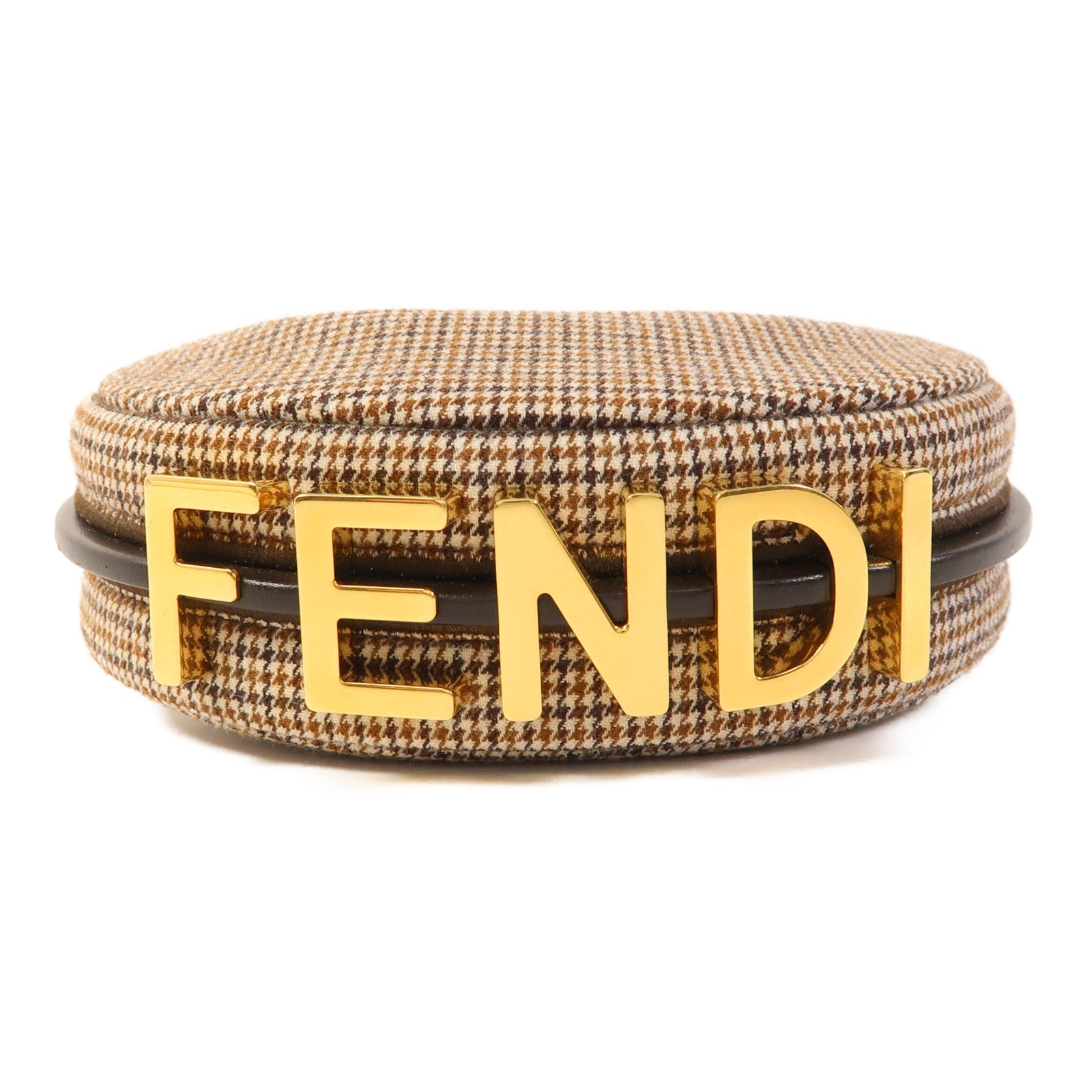 FENDI GHW Nano Fendigraphy Hand Bag Wool Brown