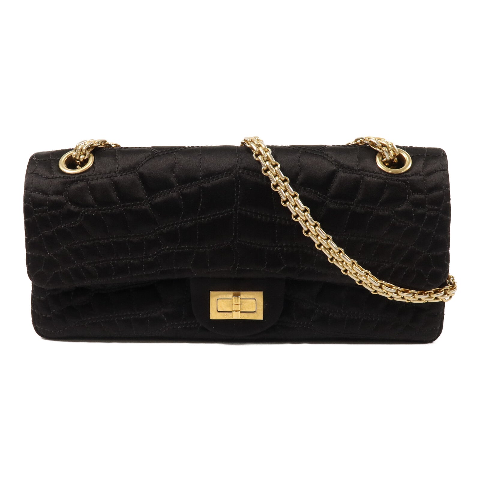 CHANEL Satin 2.55 East West鏈帶肩背袋
