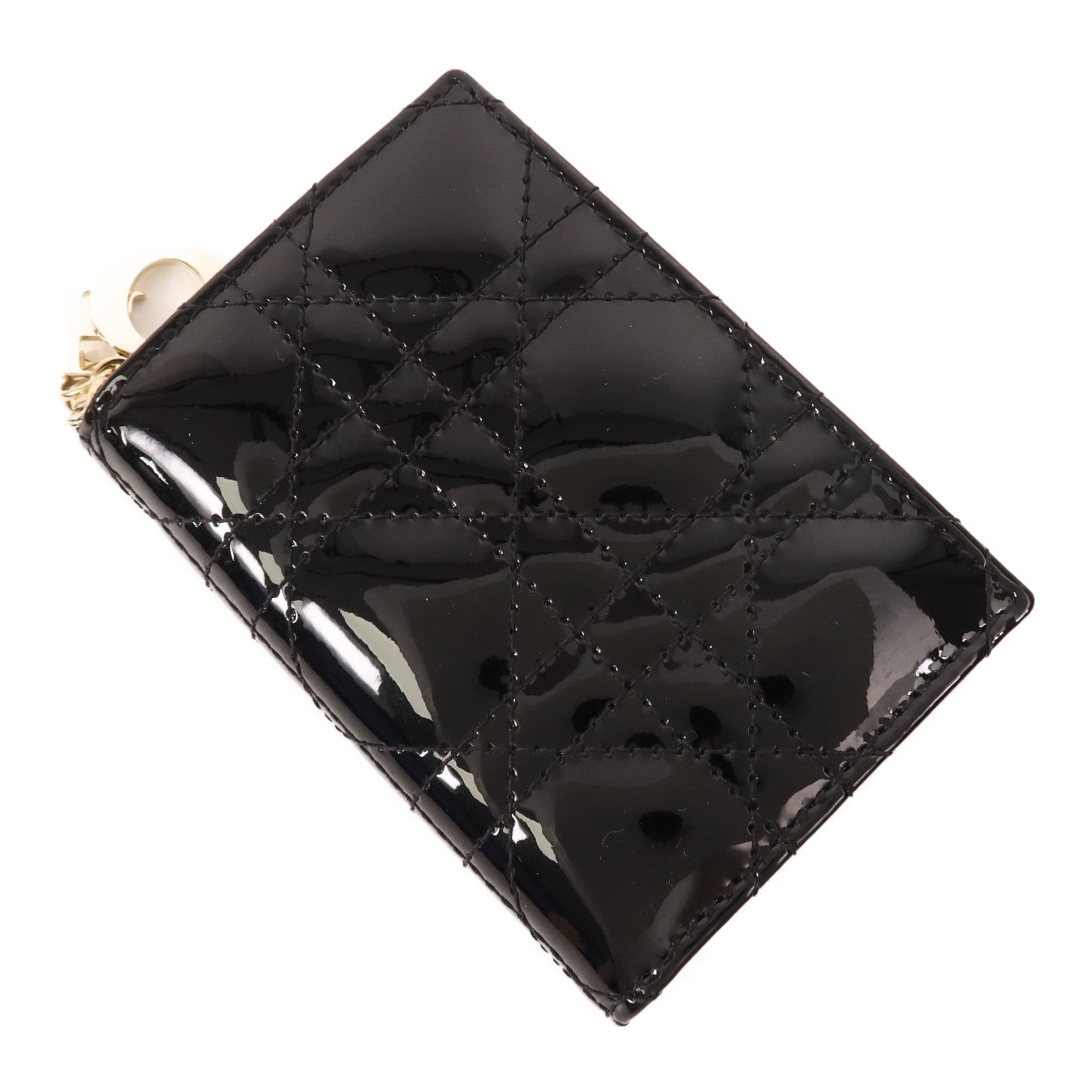 Dior 漆皮皮革Lady Dior Gardenia Wallet金扣錢包
