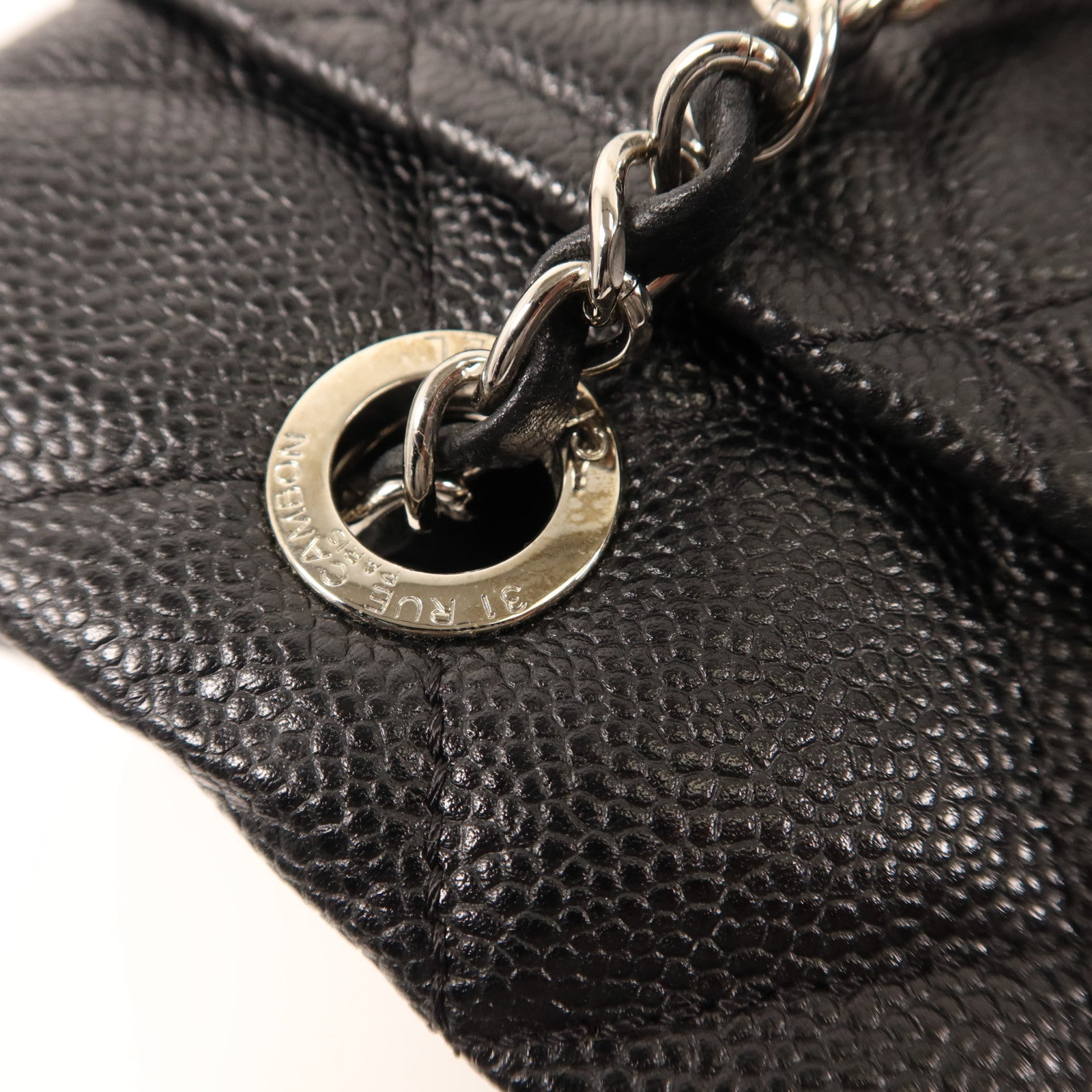 CHANEL 牛皮皮革Tote Bag銀扣鏈帶手挽袋