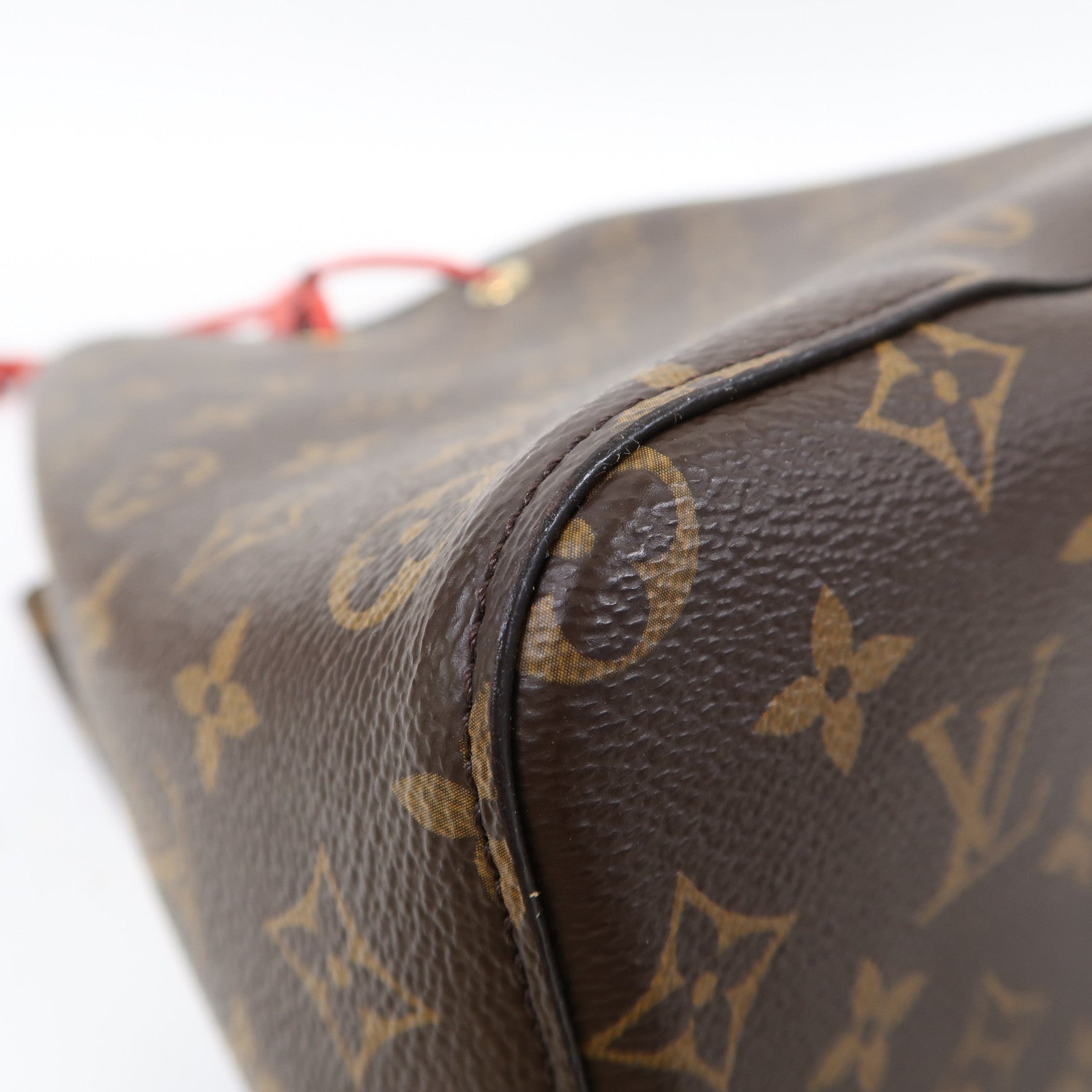 LOUIS VUITTON Monogram Neo Noe MM金扣肩背袋啡色/紅色