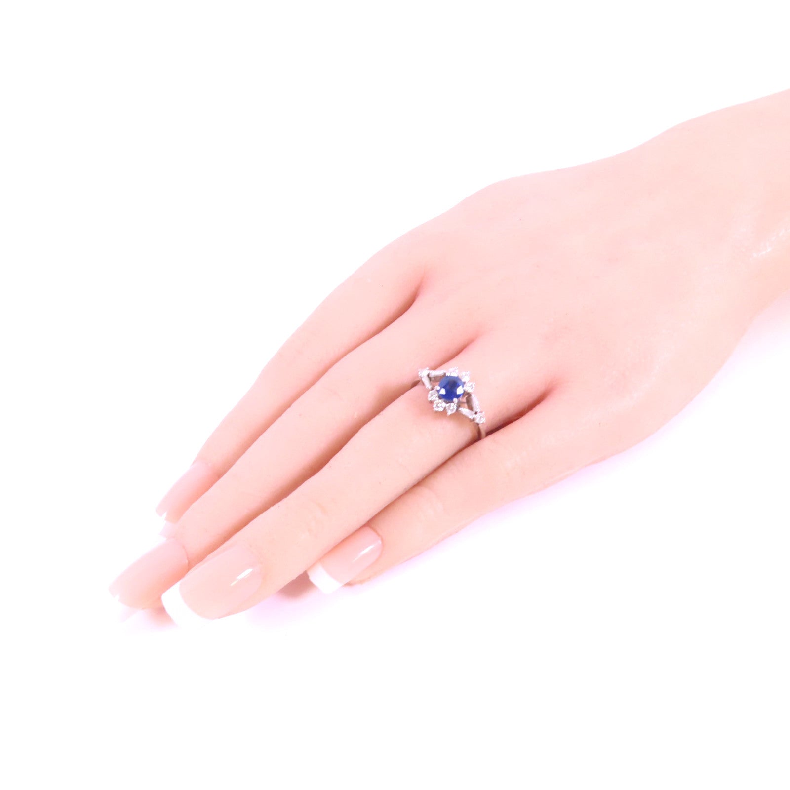 JEWELRY Sapphire Diamond Ring US#6.25 18K White Gold