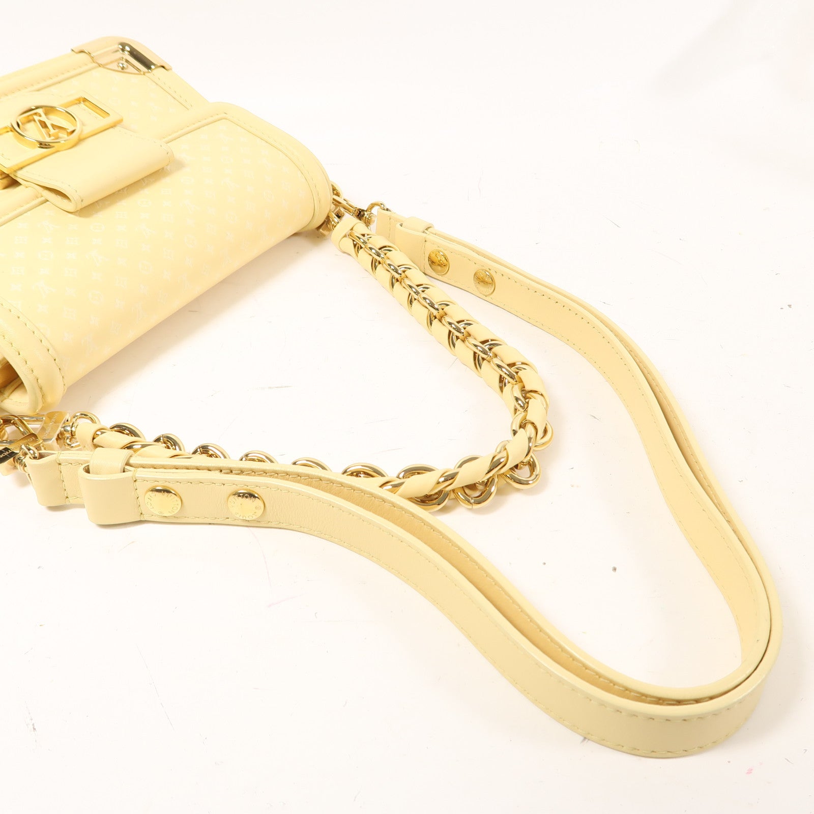 LOUIS VUITTON (PRICE DOWN) LV GHW Mini Dauphine Shoulder Bag M22597 Calfskin Leather Yellow