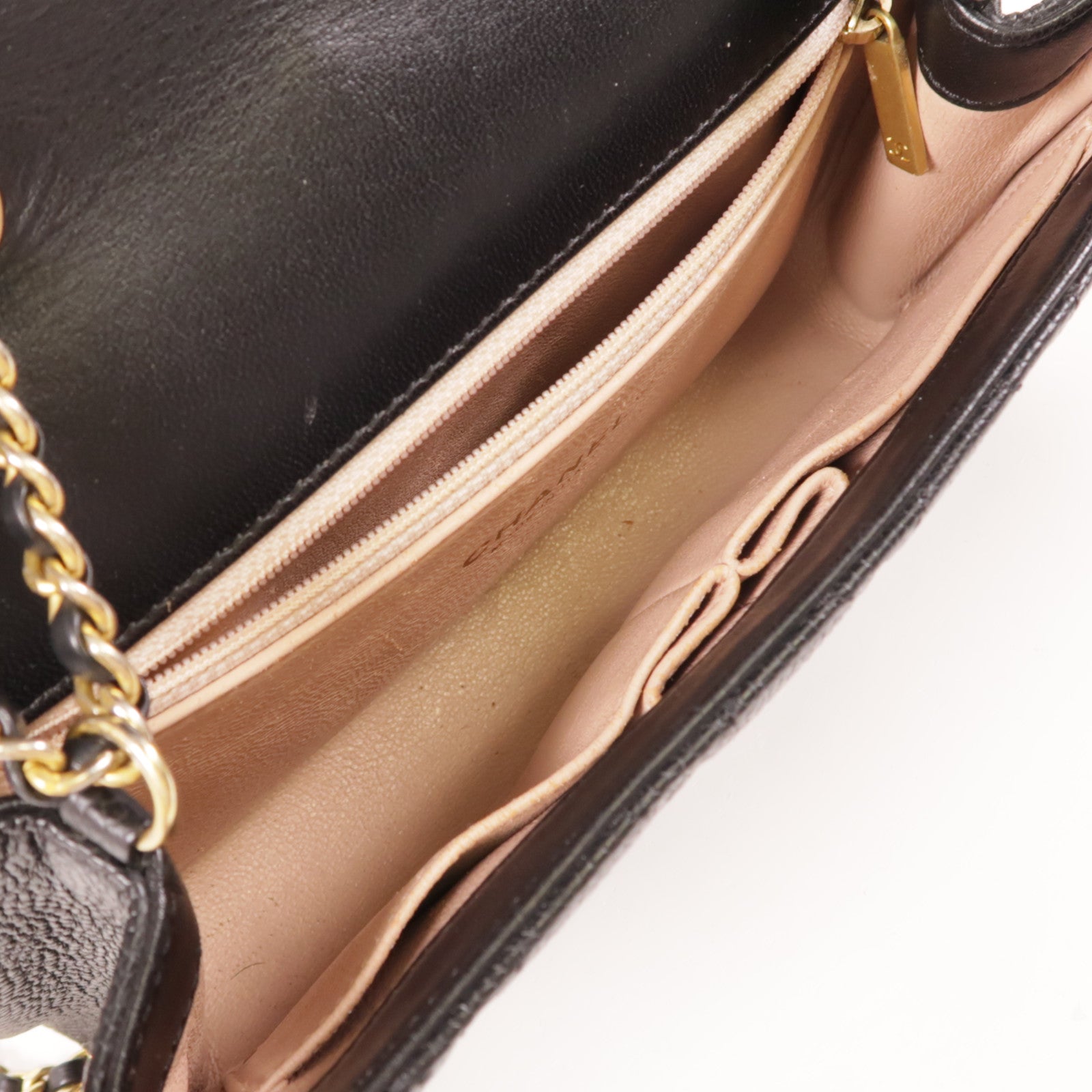 CHANEL 牛皮皮革Chain Shoulder金扣鏈帶肩背袋