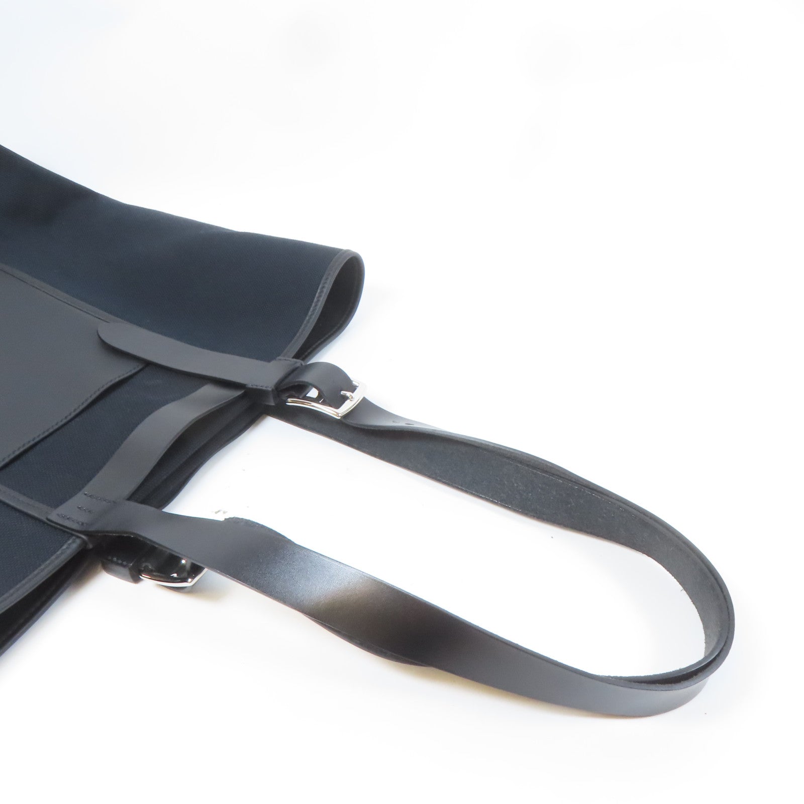 HERMES 帆布Etriviere Pocket 27銀扣手挽袋Noir黑色