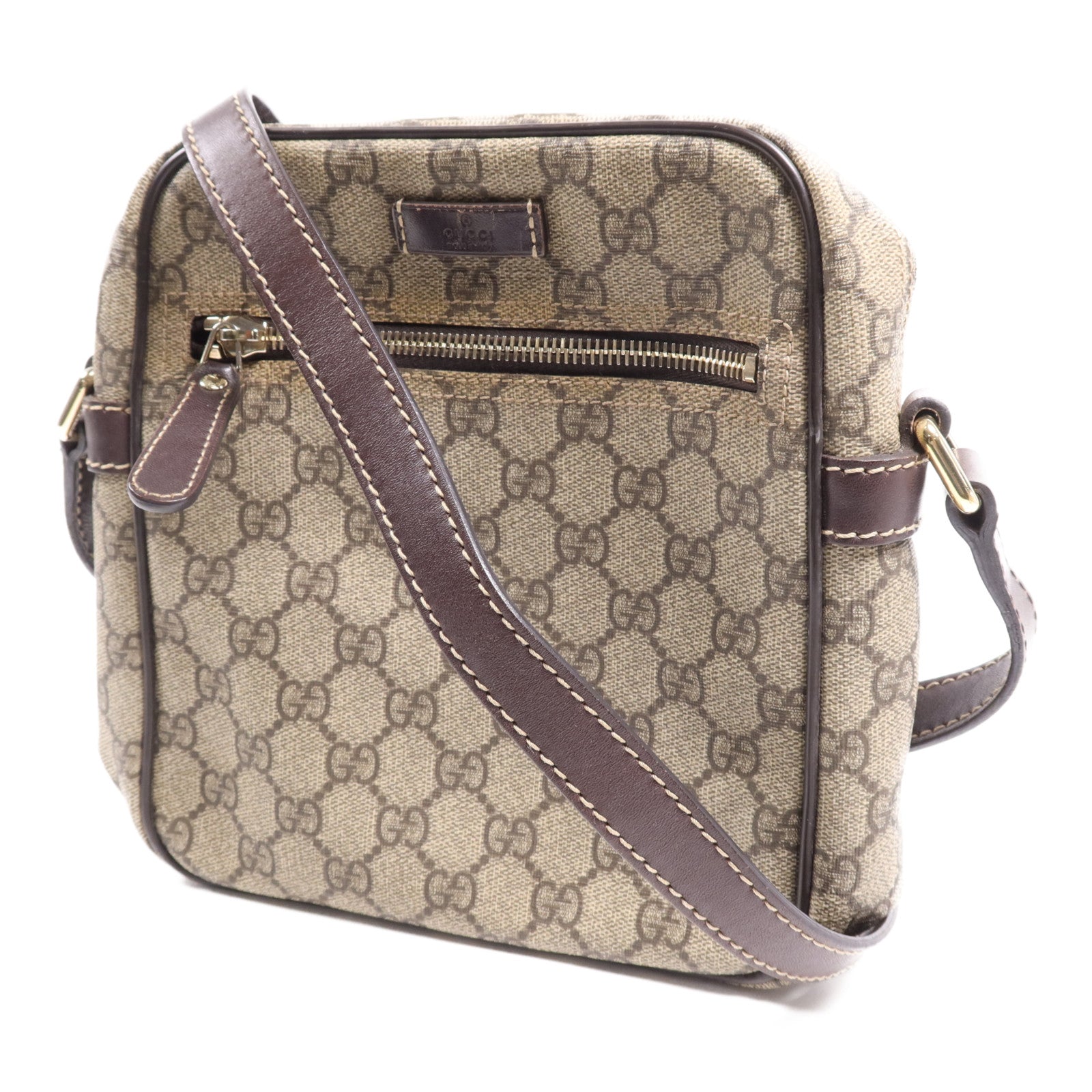 GUCCI 塗層帆布Shoulder Bag金扣肩背袋