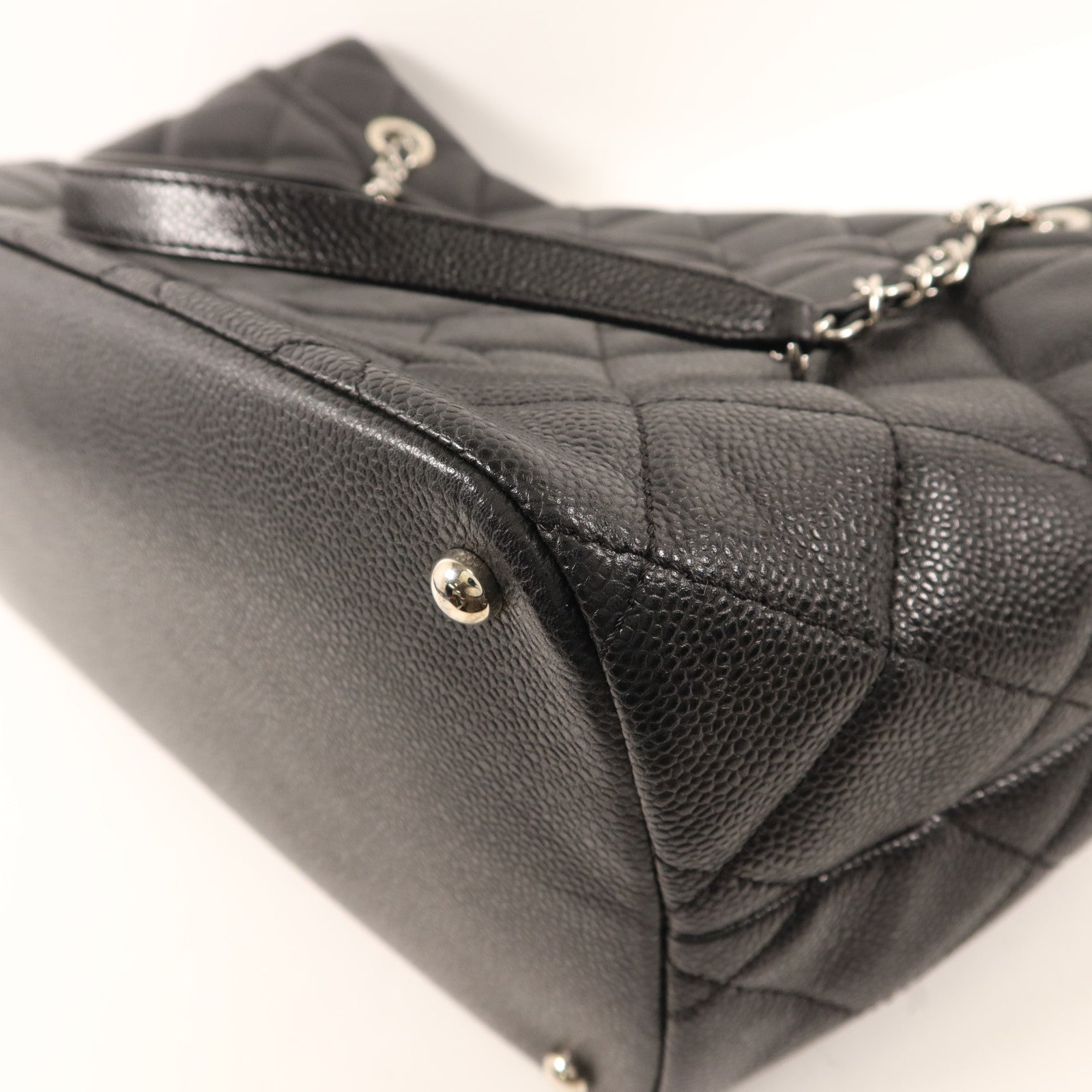 CHANEL 牛皮皮革Tote Bag銀扣鏈帶手挽袋