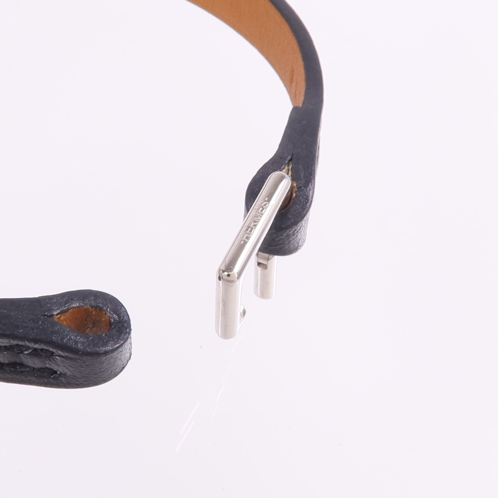 HERMES 【激減優惠】Swift皮革Rivale Mini Bracelet銀扣手鏈Noir